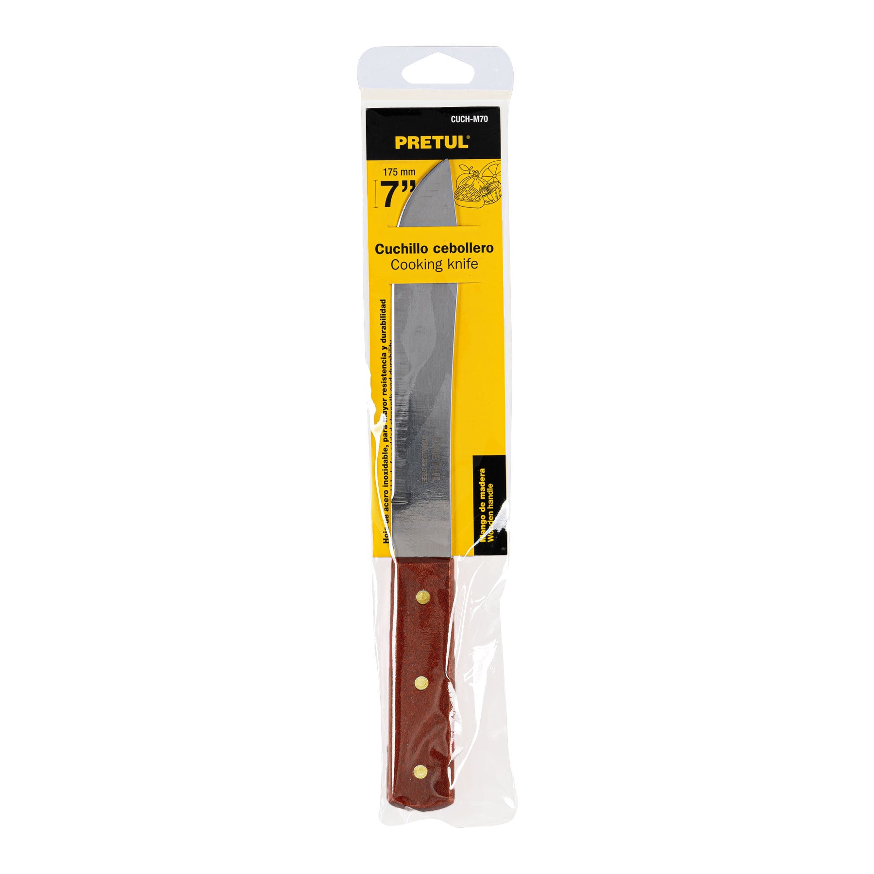Cuchillo cebollero 7" mango de madera, PRETUL