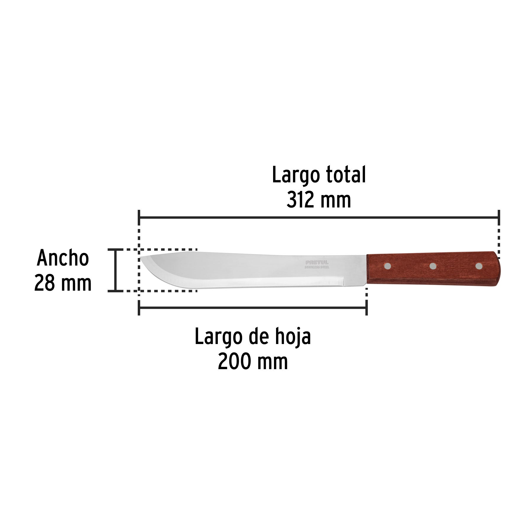 Cuchillo cebollero 8" mango de madera, PRETUL