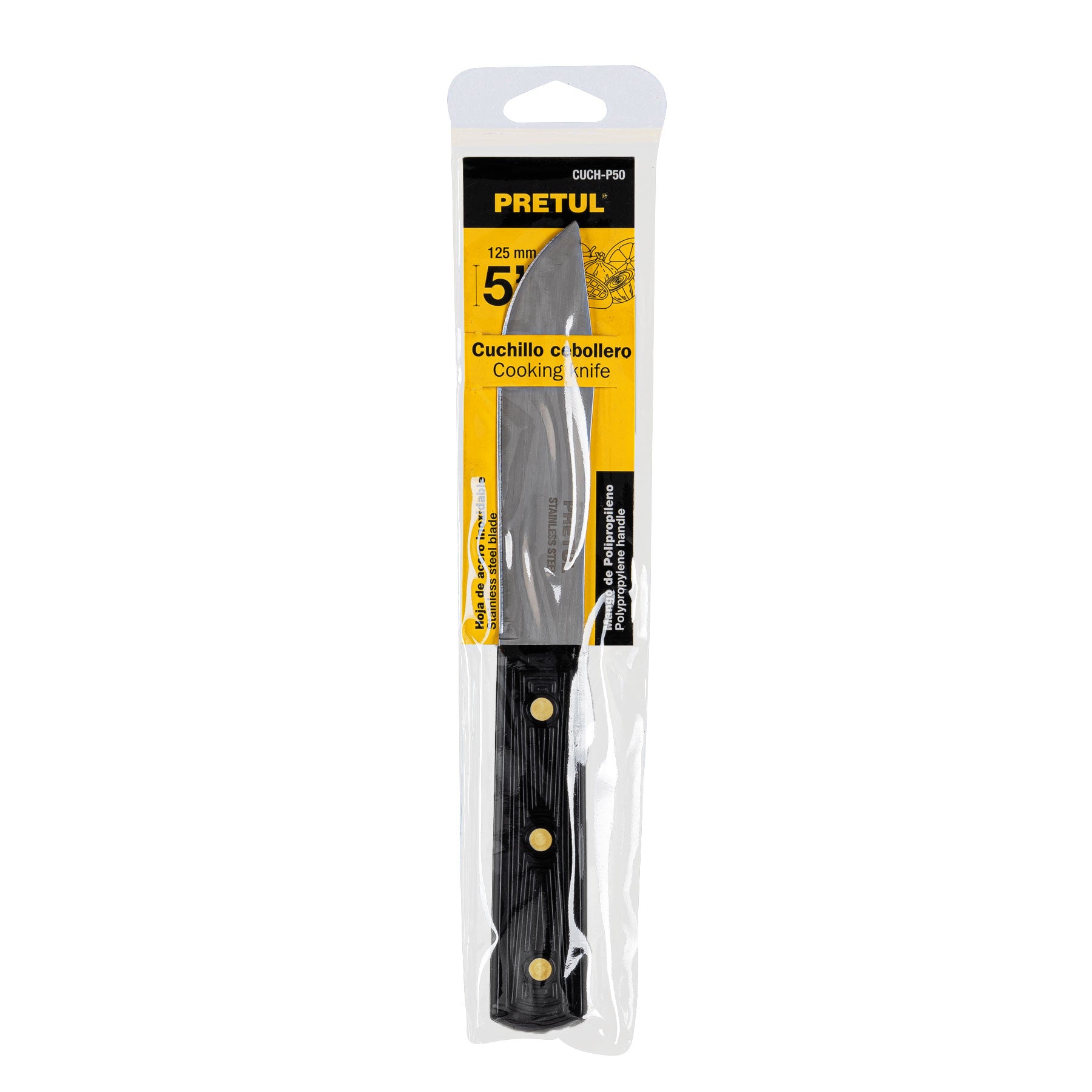 Cuchillo cebollero 5" mango de polipropileno, PRETUL