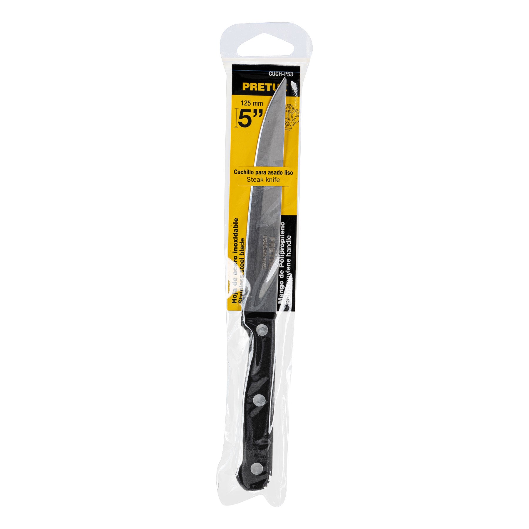 Cuchillo liso para asado 5" mango de plástico, PRETUL