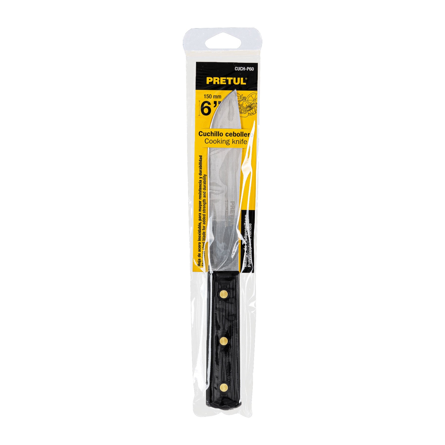 Cuchillo cebollero 6" mango de polipropileno, PRETUL