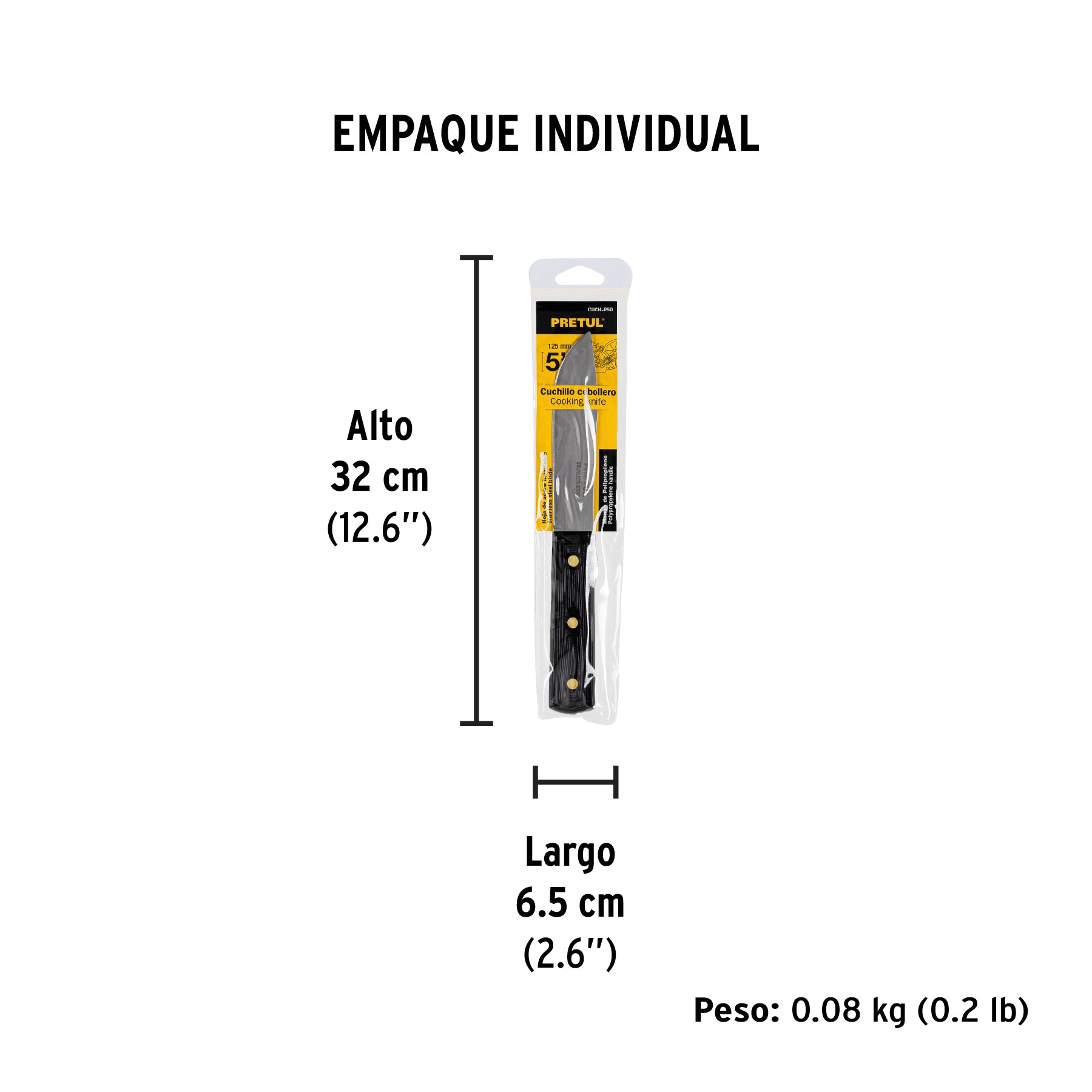 Cuchillo cebollero 6" mango de polipropileno, PRETUL - Empaque