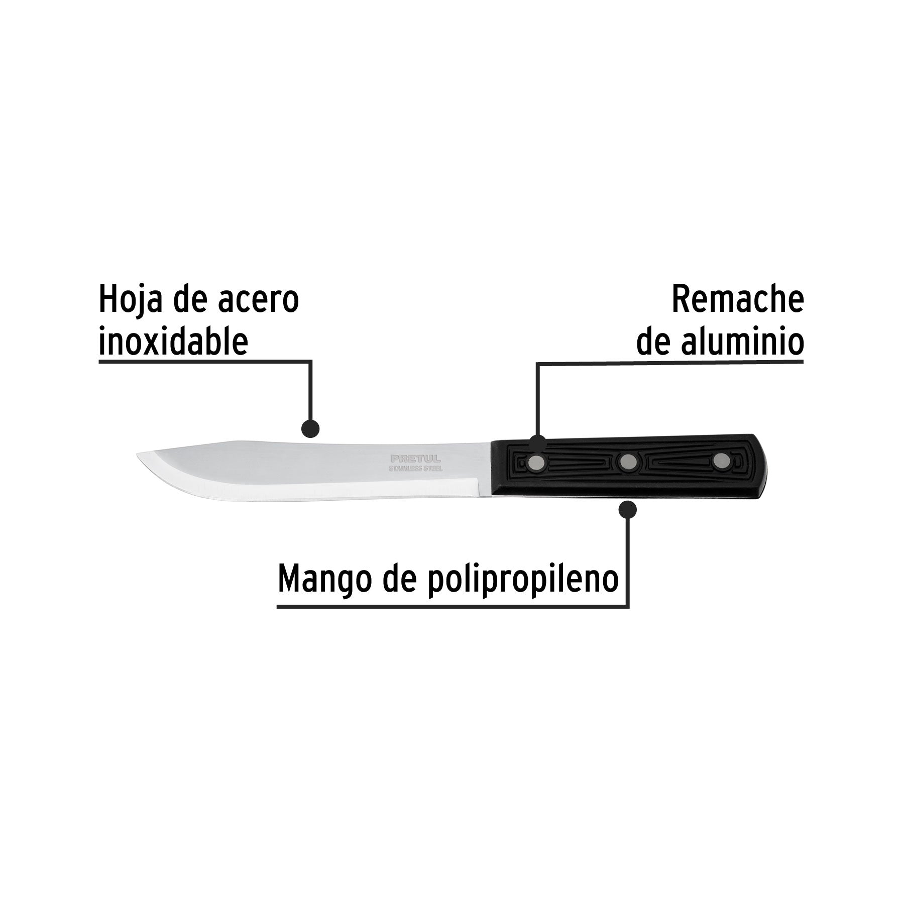 Cuchillo cebollero 6" mango de polipropileno, PRETUL