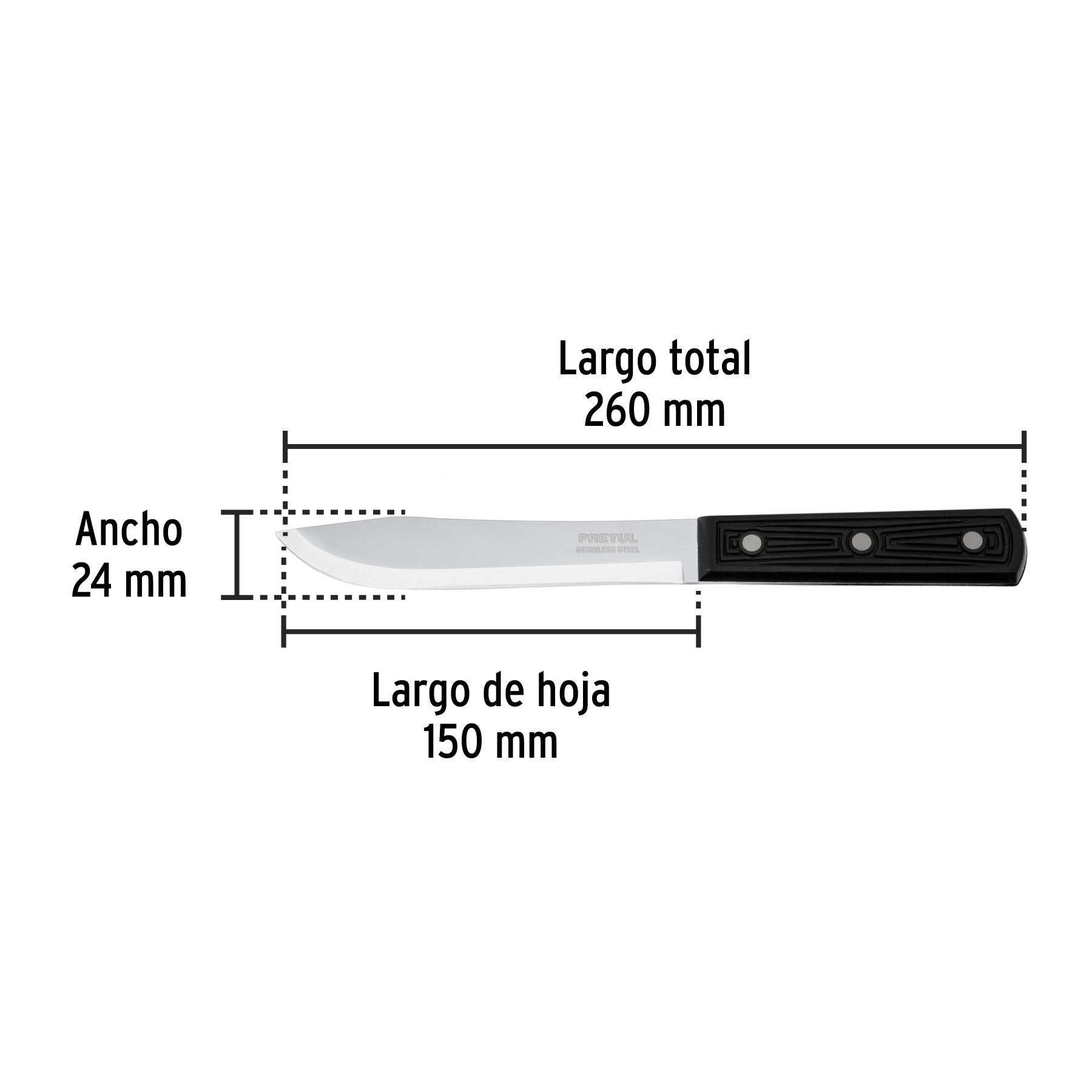 Cuchillo cebollero 6" mango de polipropileno, PRETUL