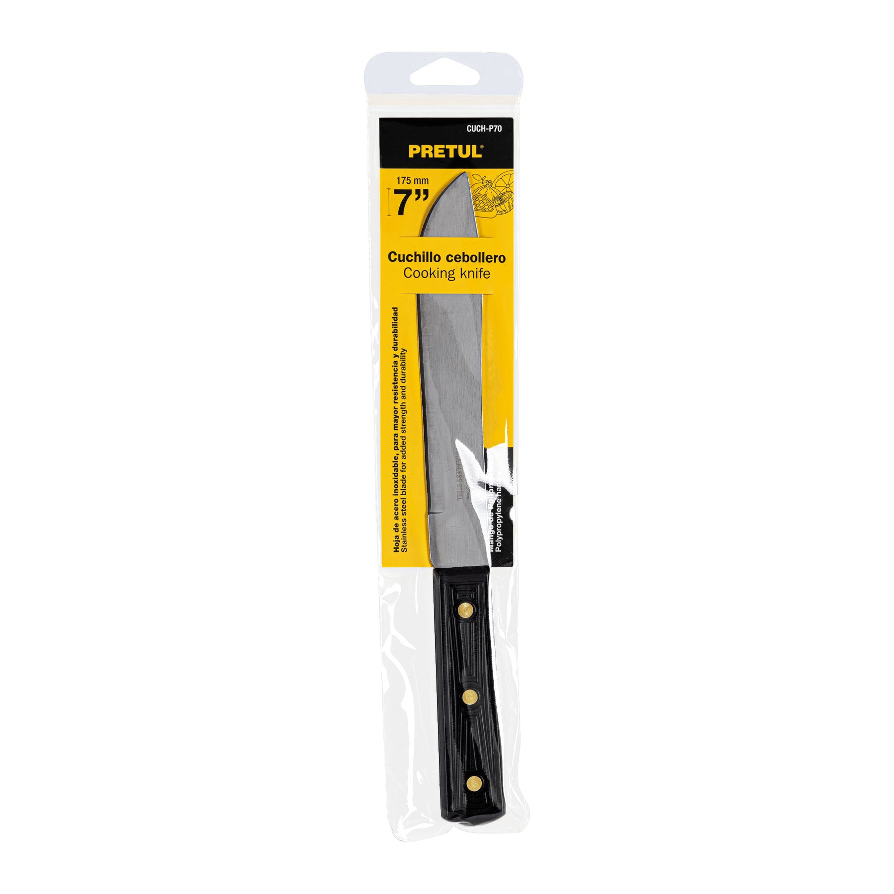 Cuchillo cebollero 7" mango de polipropileno, PRETUL