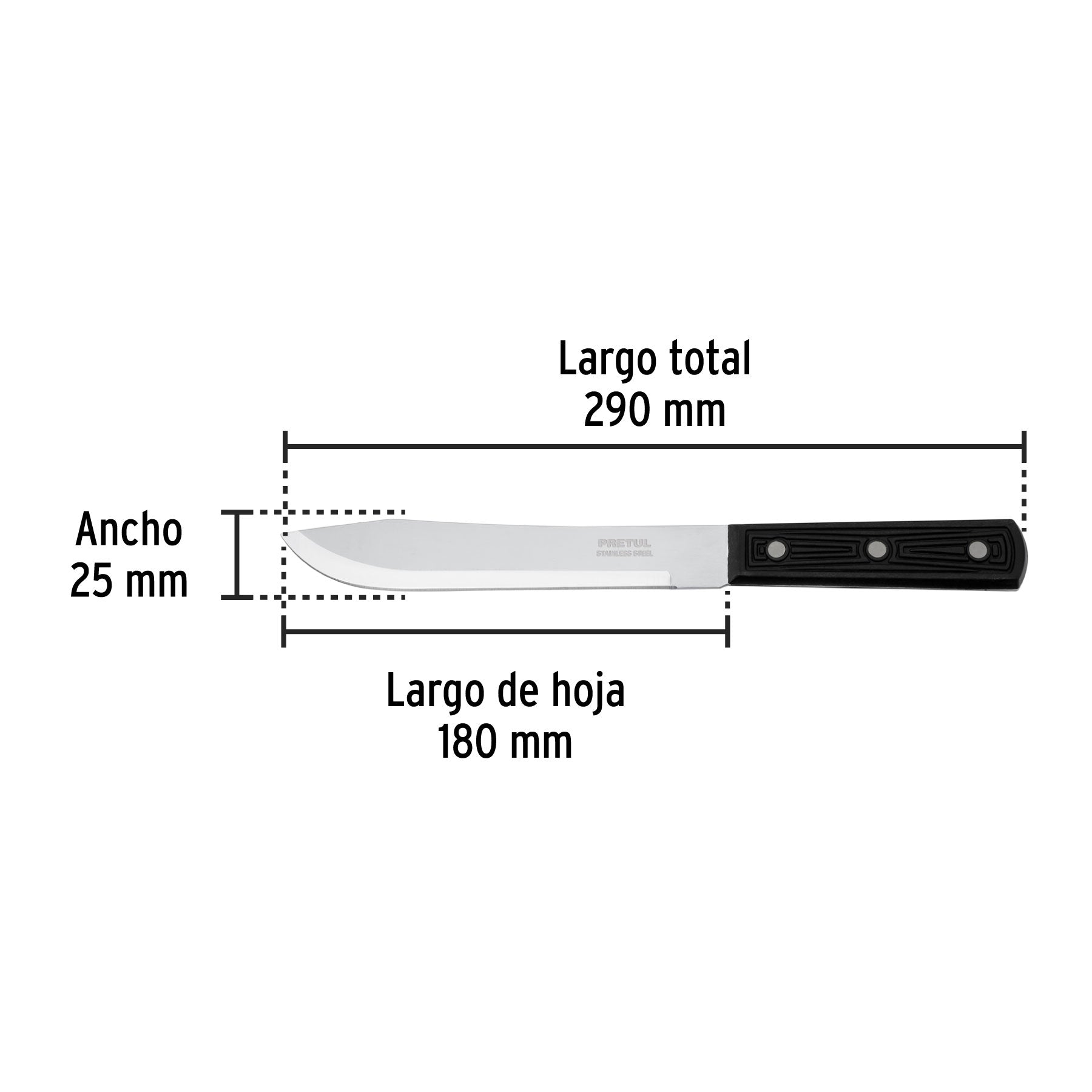 Cuchillo cebollero 7" mango de polipropileno, PRETUL
