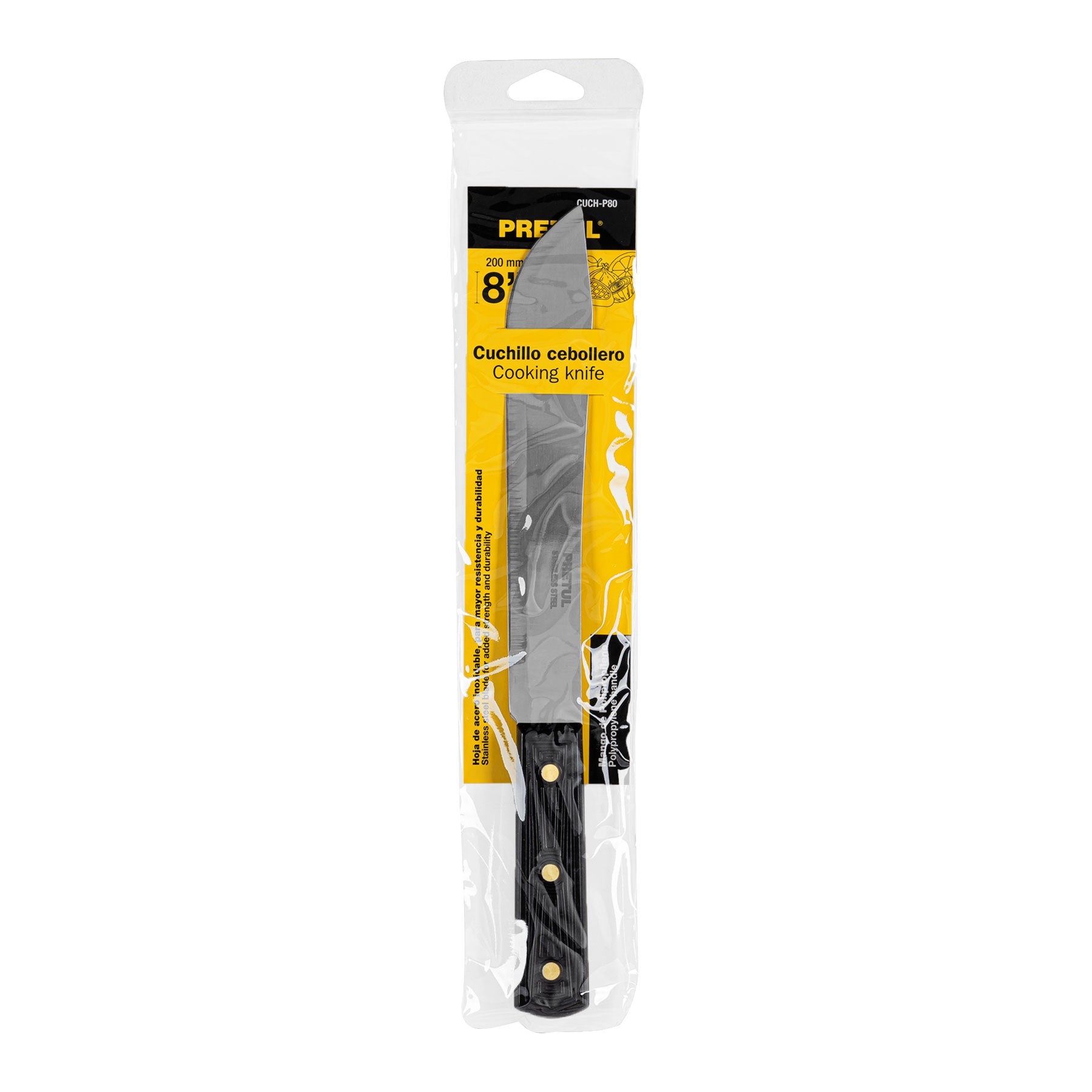 Cuchillo cebollero 8" mango de polipropileno, PRETUL