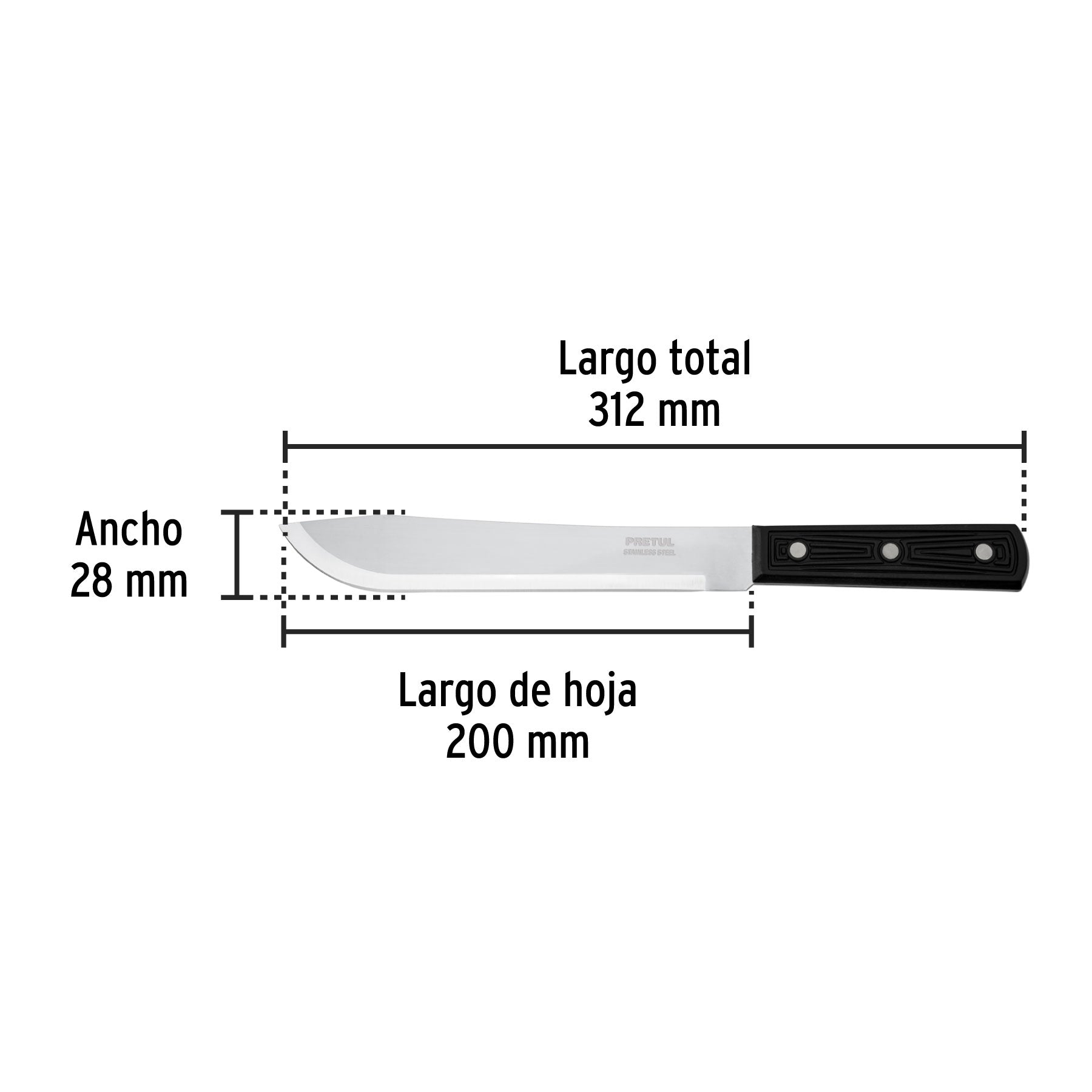 Cuchillo cebollero 8" mango de polipropileno, PRETUL