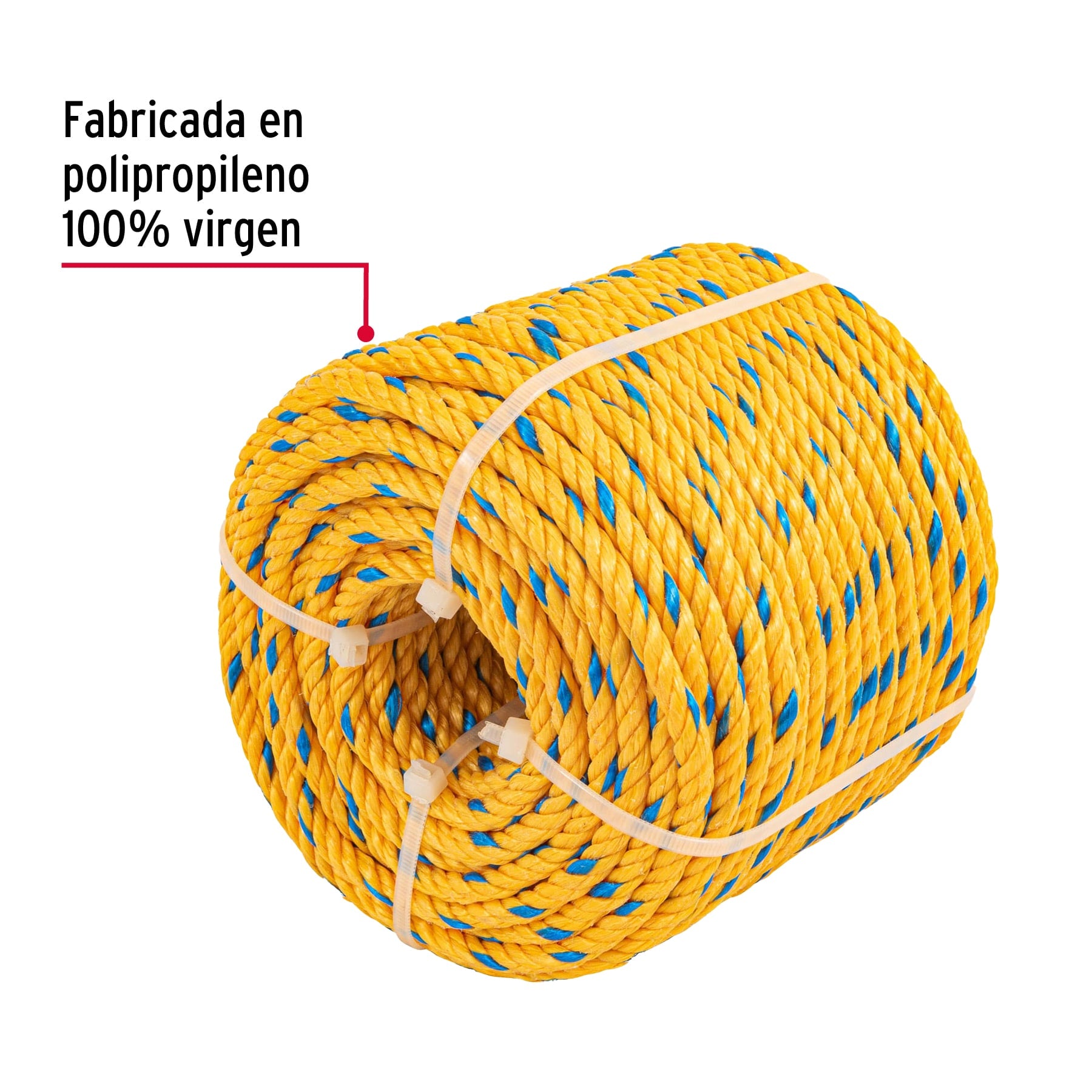 Metro de cuerda amarilla de polipropileno 4 mm, rollo 119m