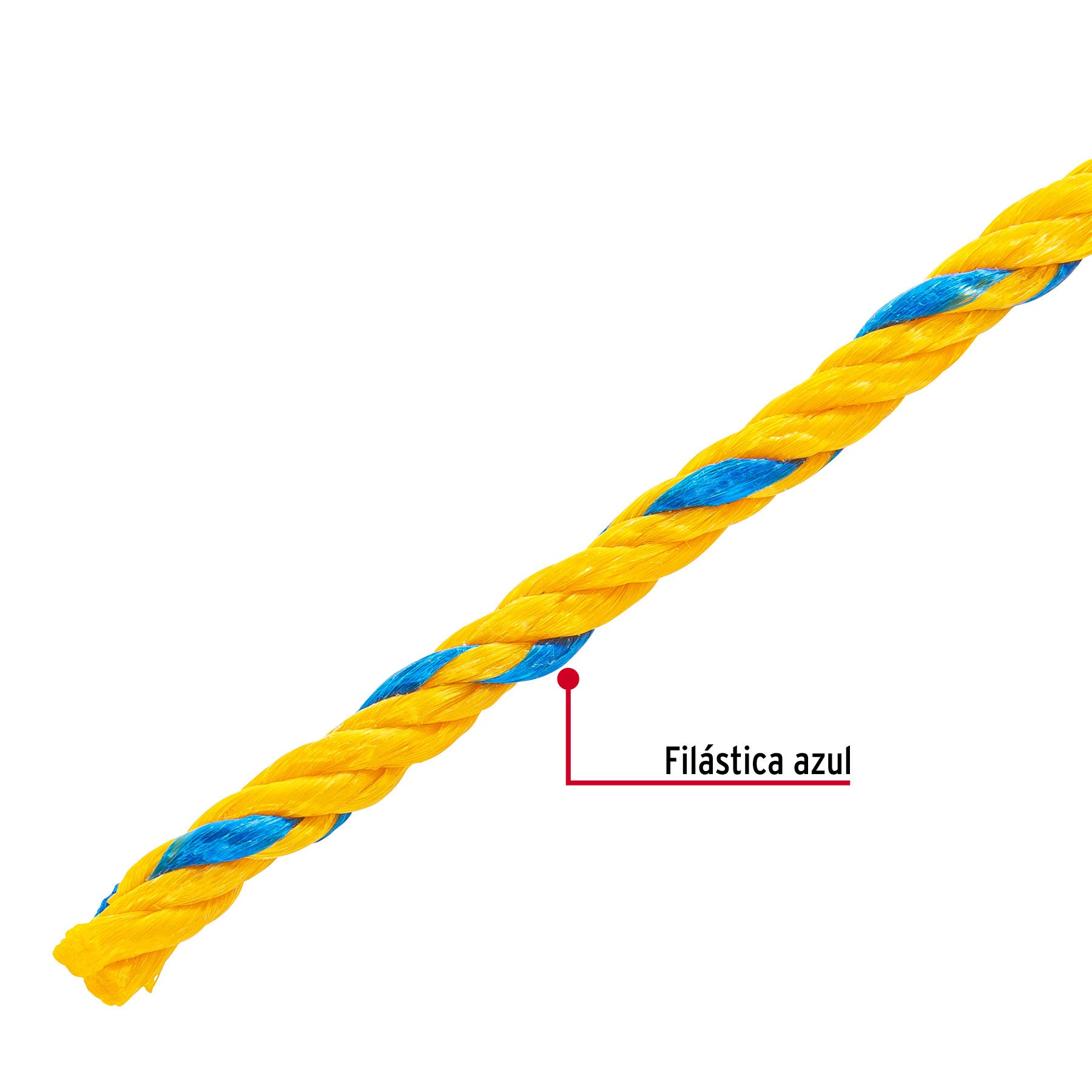 Metro de cuerda amarilla de polipropileno 6 mm, rollo 46m