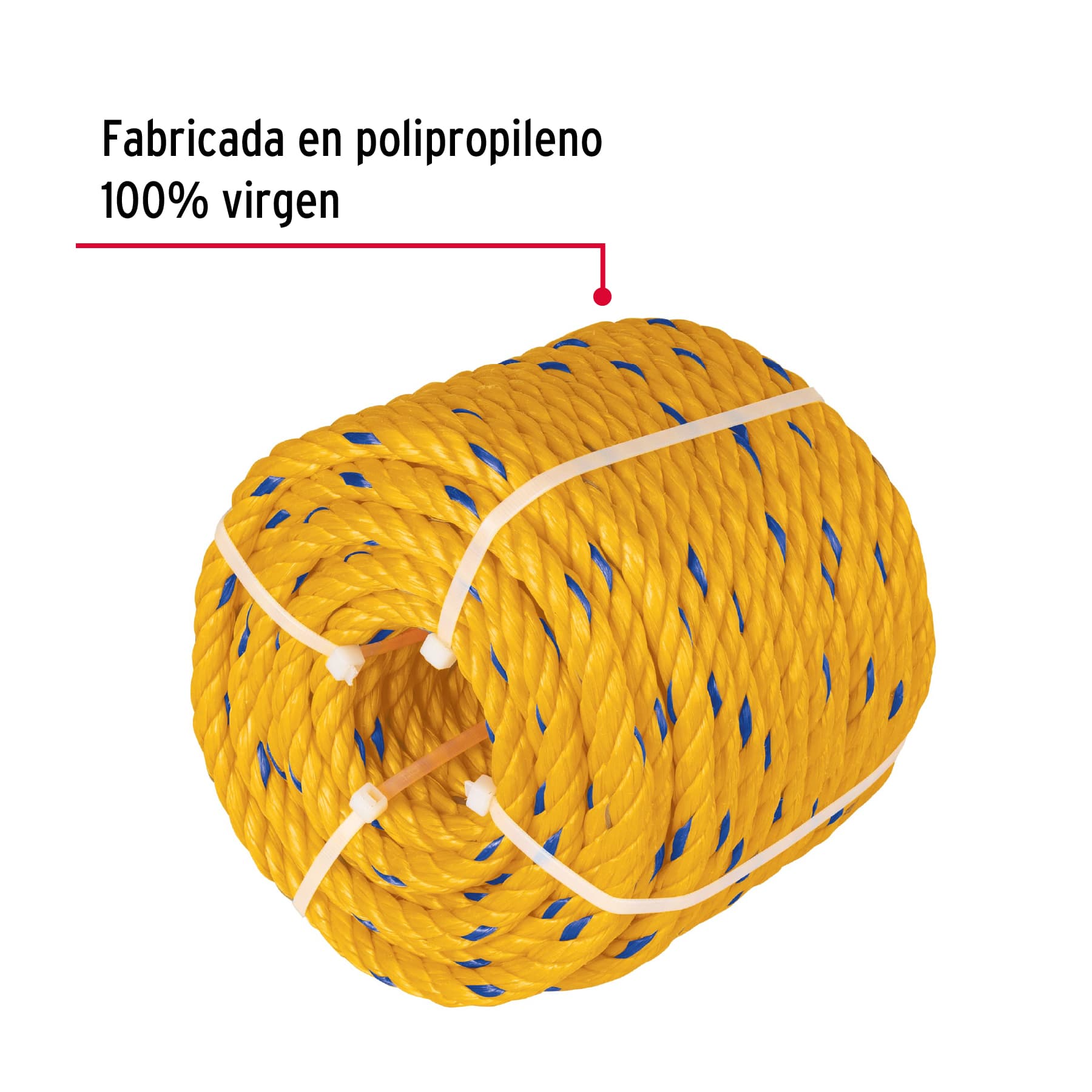 Kilo de cuerda amarilla de polipropileno 10 mm, rollo 1kg