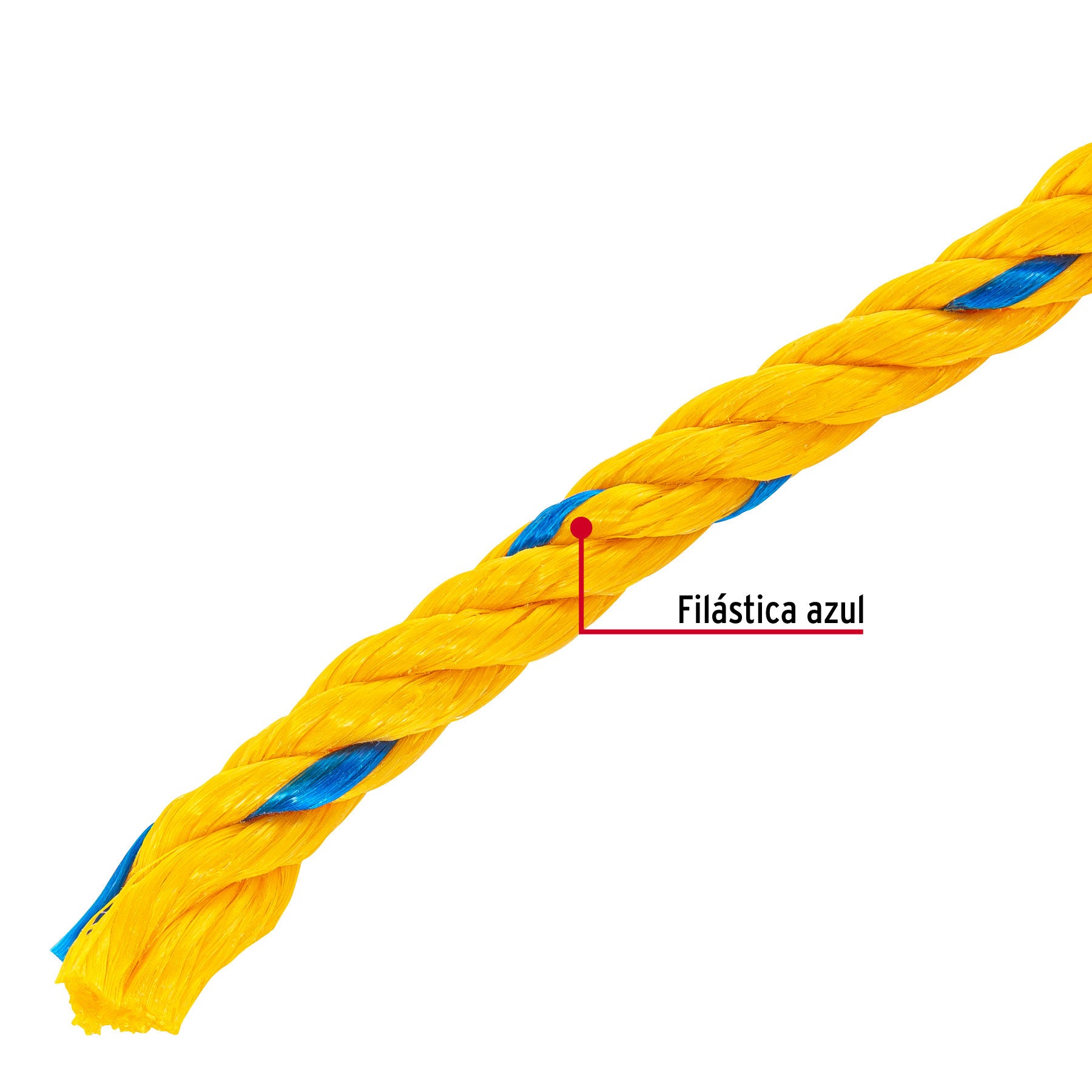 Metro de cuerda amarilla de polipropileno 10 mm, rollo 22m