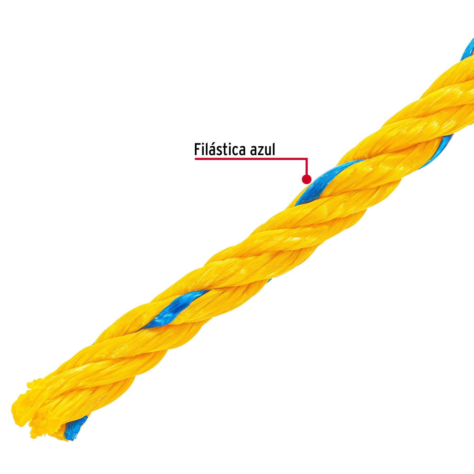 Metro de cuerda amarilla de polipropileno 11 mm, rollo 18m