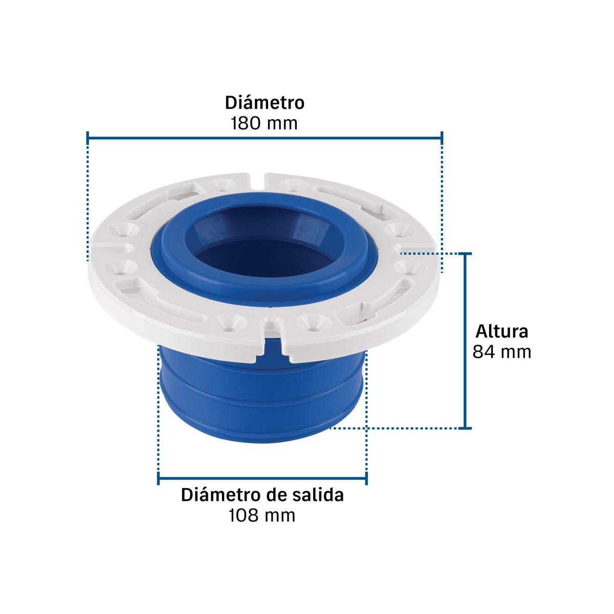 Brida con cuello flexible para WC, tubería de 4", FOSET