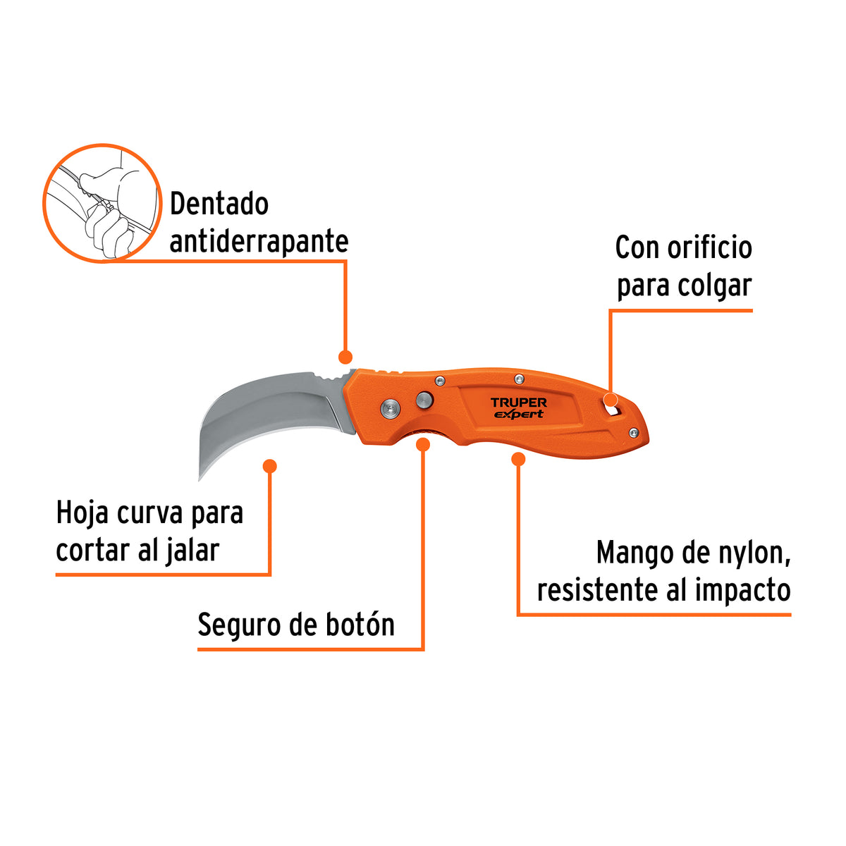 Cuchillo abatible 7" para linóleo con mango de nylon, EXPERT