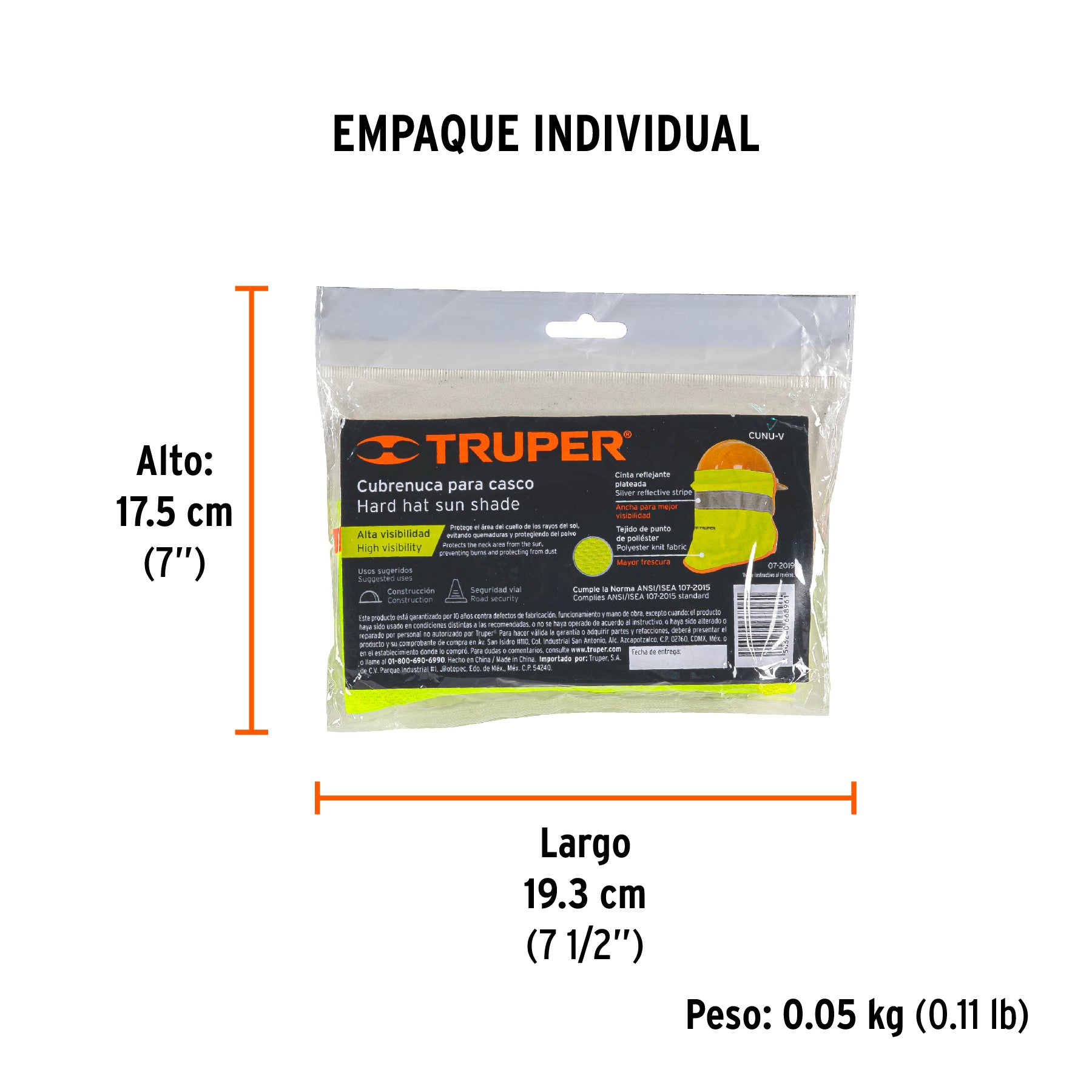 Cubrenuca para casco, verde con reflejante, TRUPER - Empaque