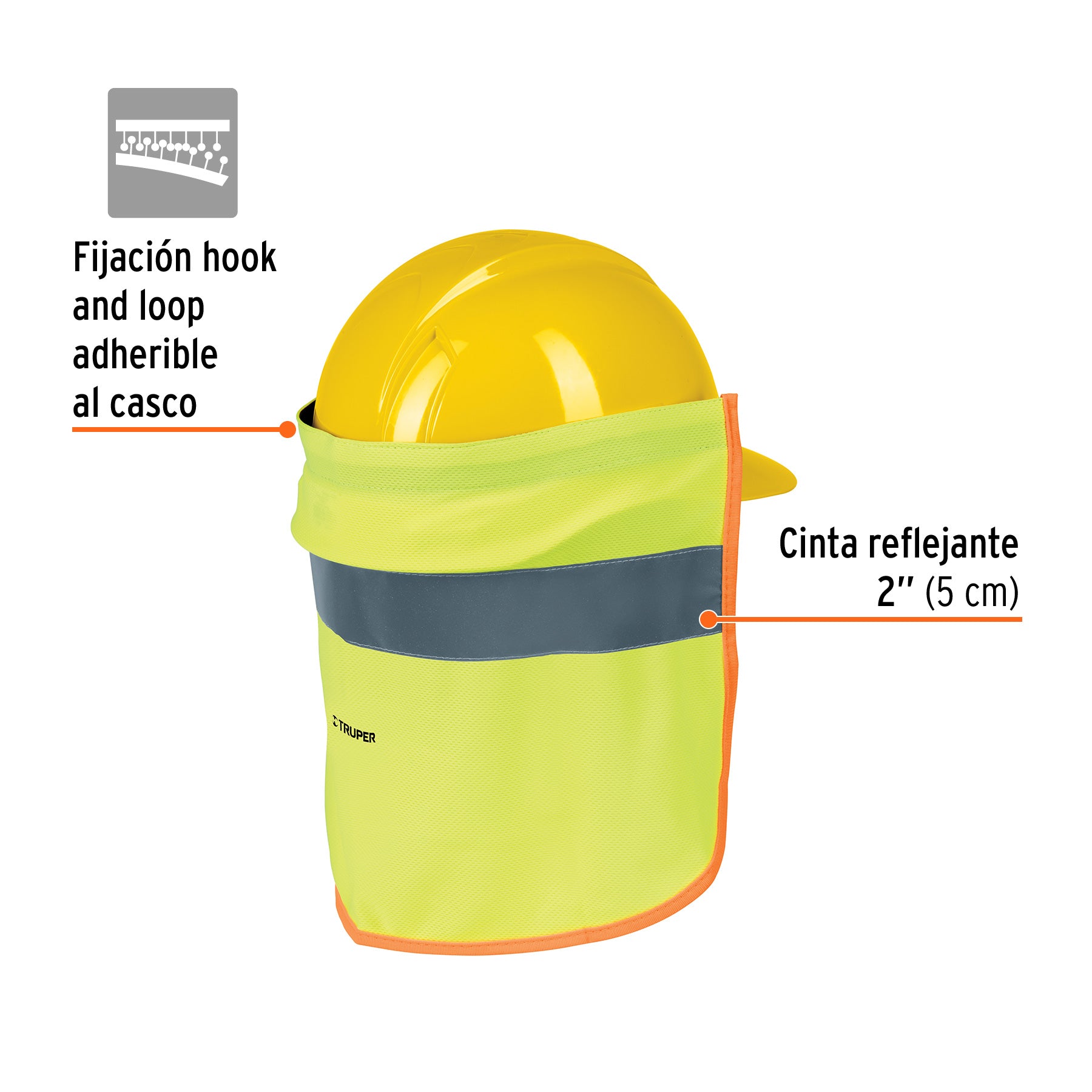 Cubrenuca para casco, verde con reflejante, TRUPER