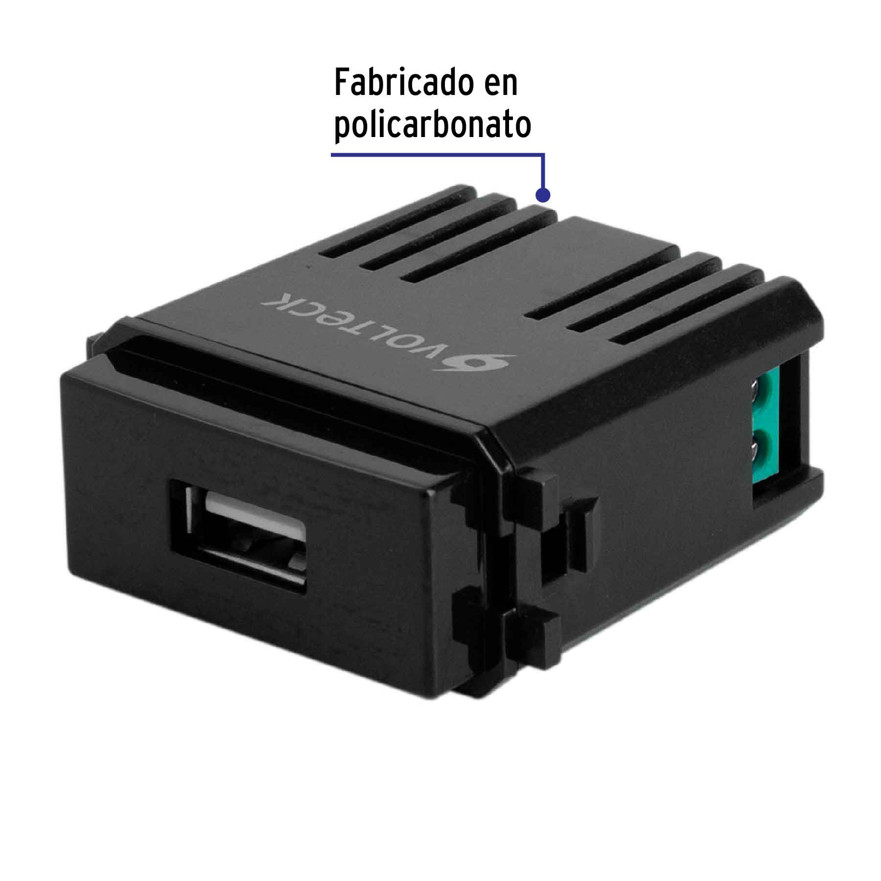 Módulo USB, línea Italiana, color negro, VOLTECK