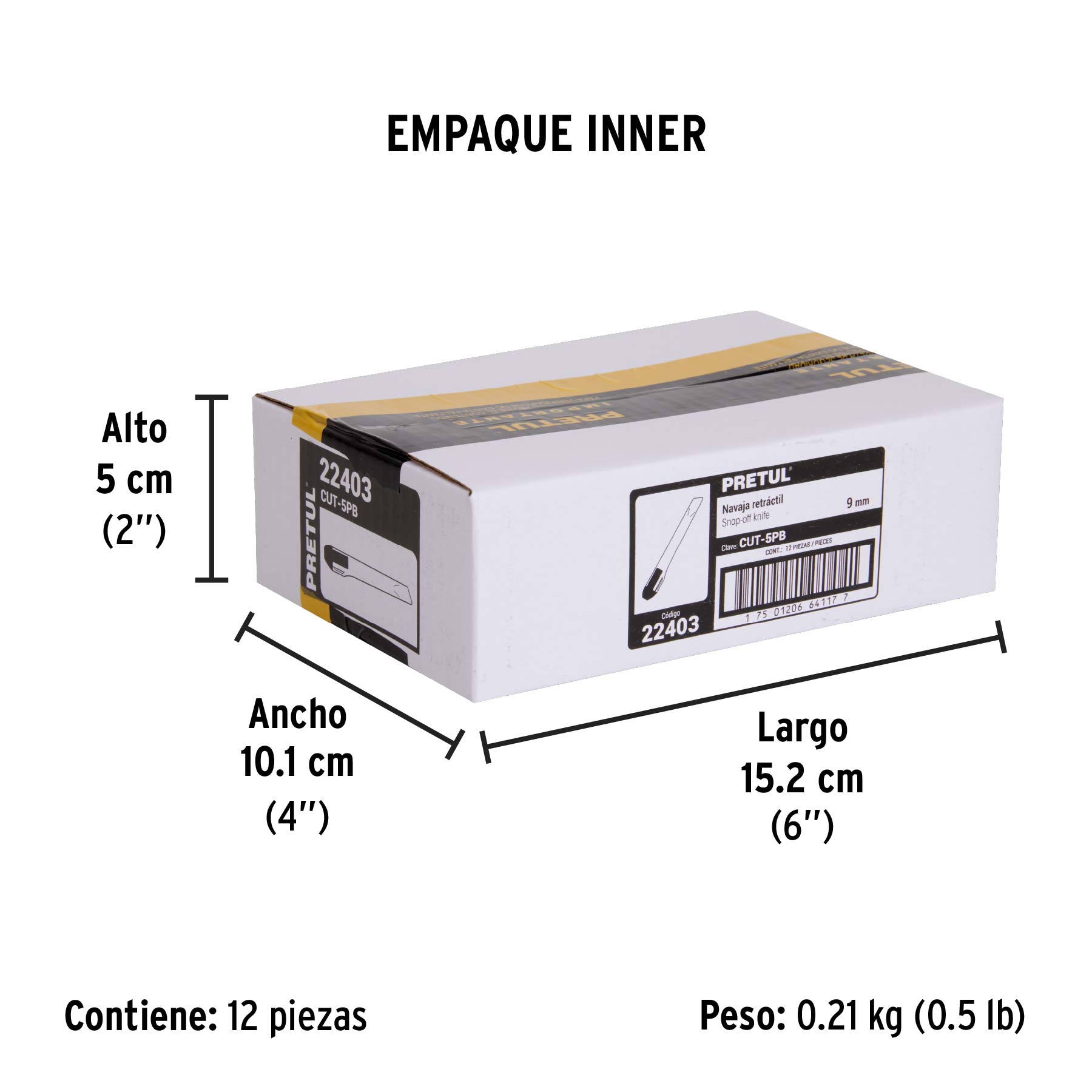 Cutter 9 mm plástico, PRETUL - Empaque