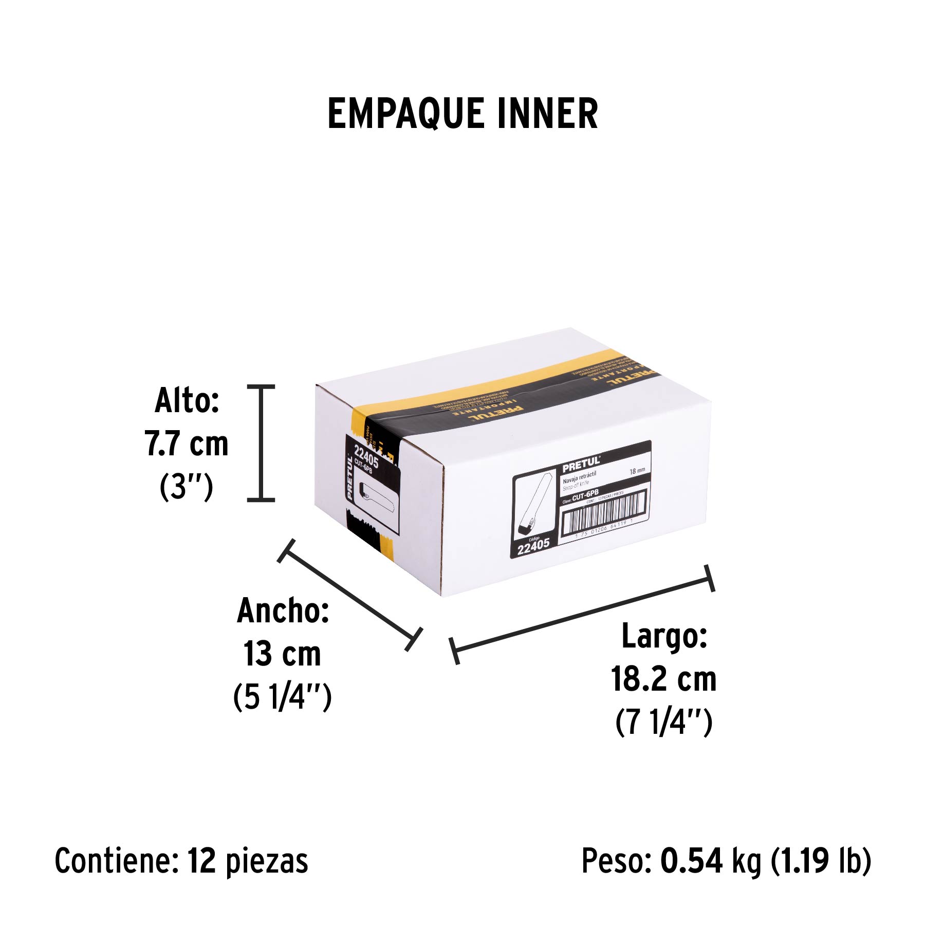 Cutter 18 mm plástico, PRETUL - Empaque