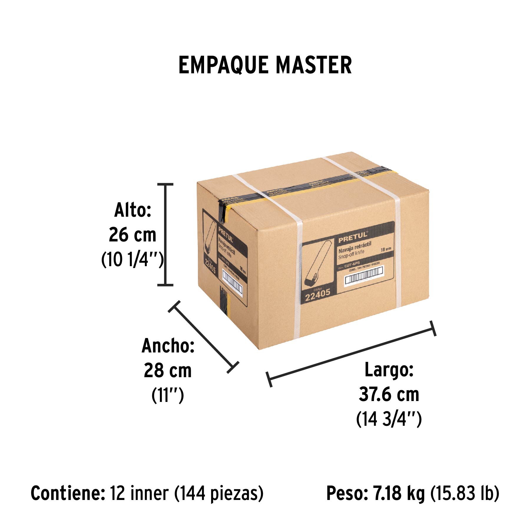 Cutter 18 mm plástico, PRETUL - Empaque