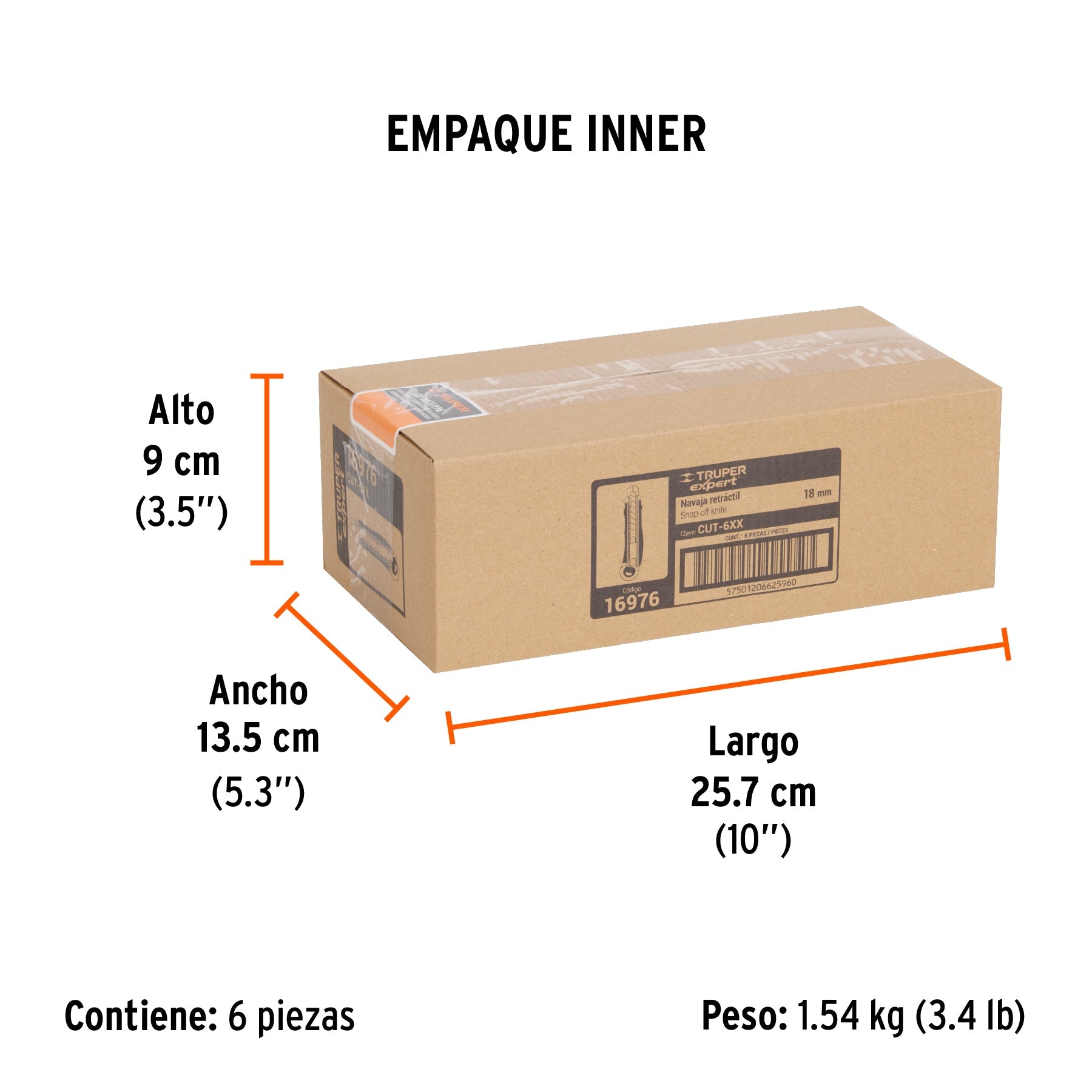 Cutter 18 mm trabajo pesado c/alma metálica y grip, EXPERT - Empaque
