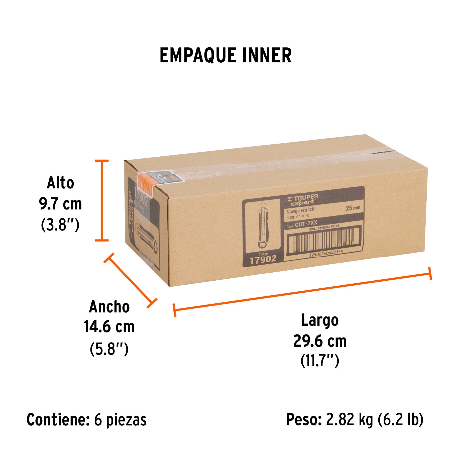 Cutter 25 mm trabajo pesado c/alma metálica y grip, EXPERT - Empaque