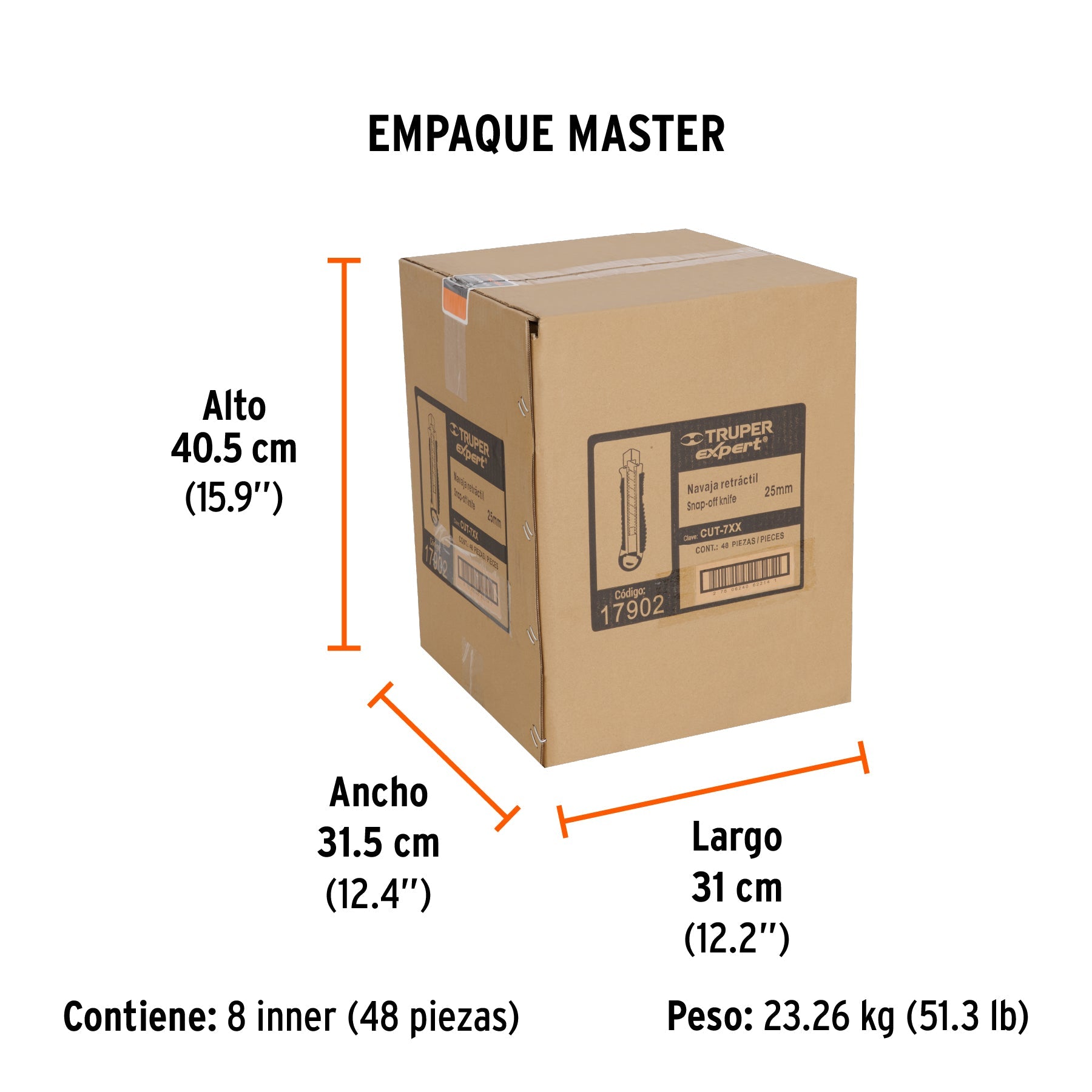 Cutter 25 mm trabajo pesado c/alma metálica y grip, EXPERT - Empaque