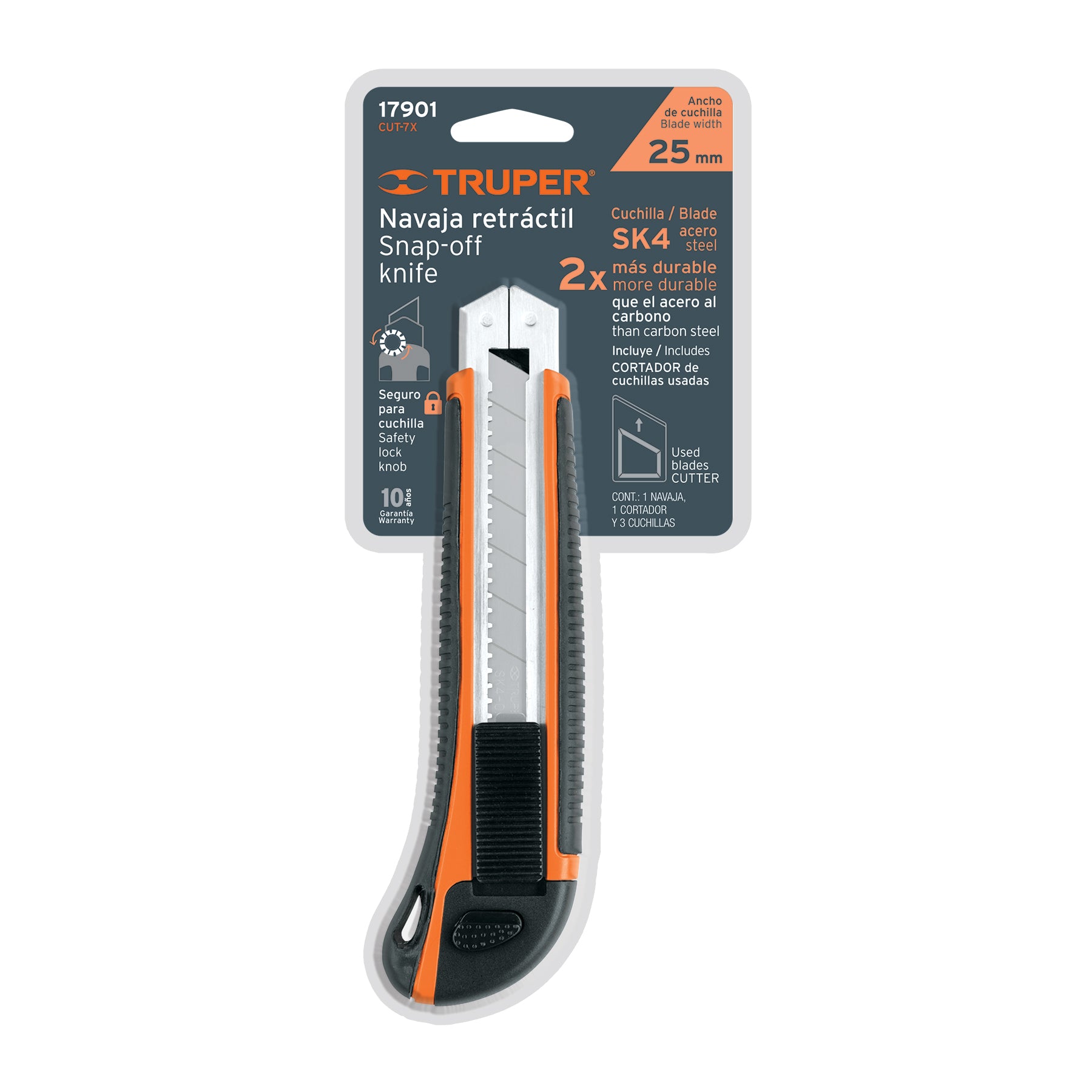 Cutter 25 mm profesional con alma metálica y grip, TRUPER