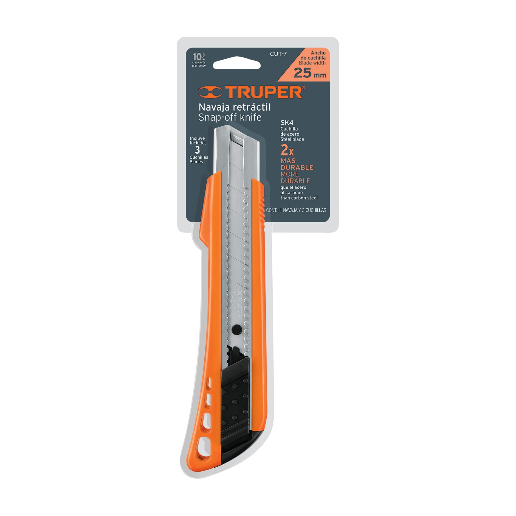 Cutter 25 mm reforzado de plástico con alma metálica, TRUPER