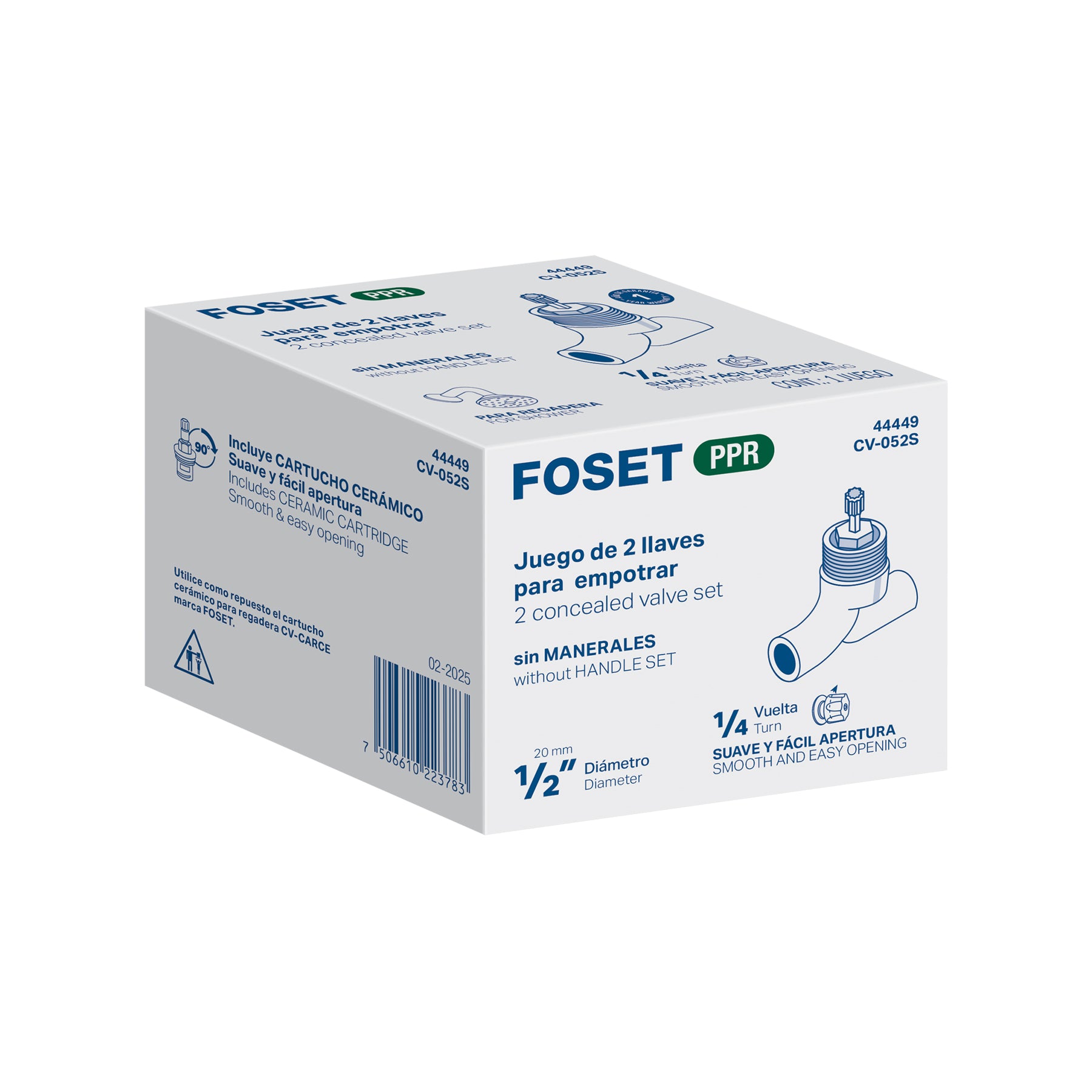 Juego de 2 llaves de empotrar PPR 1/2" sin manerales, FOSET