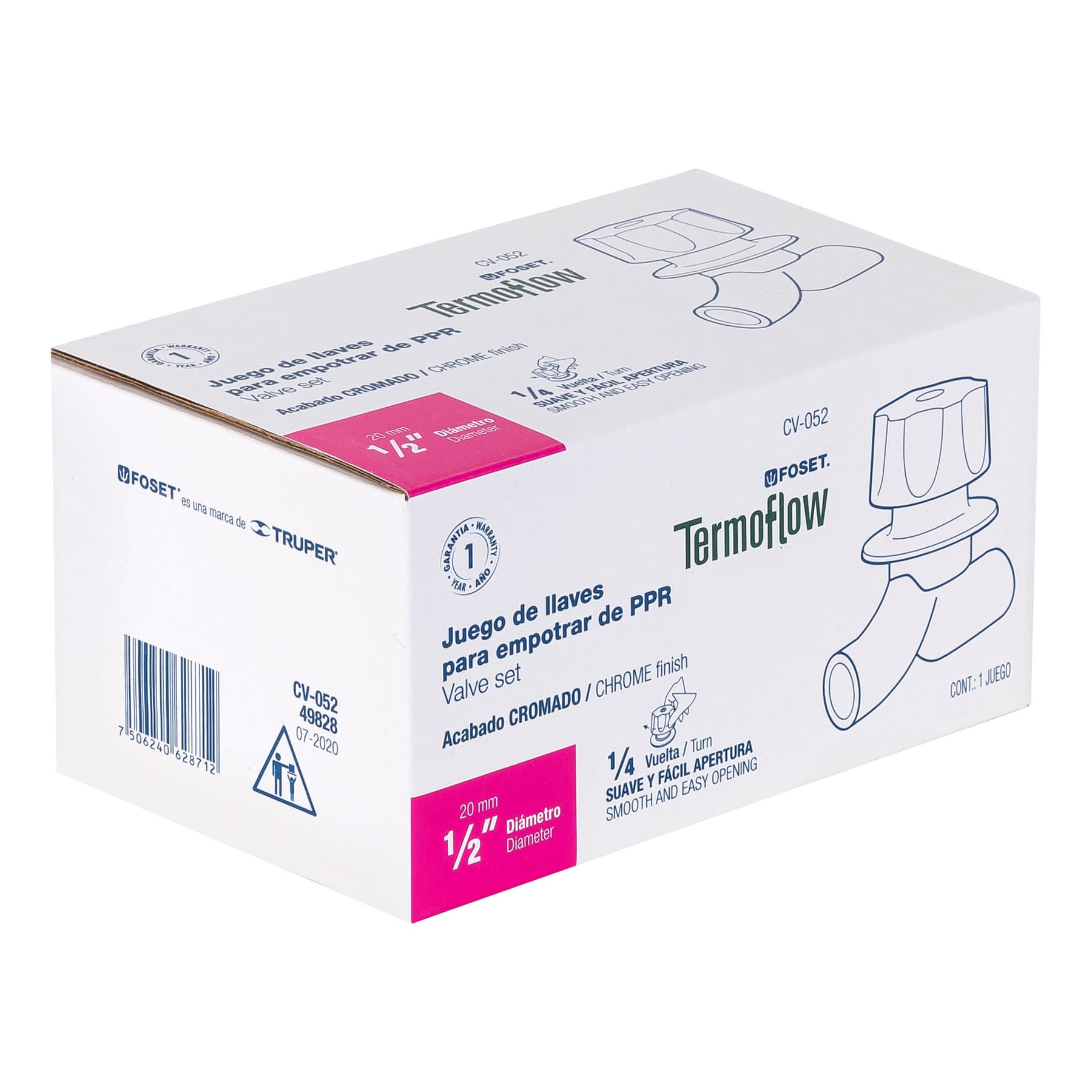 Juego de 2 llaves de empotrar PPR 1/2" con manerales, FOSET