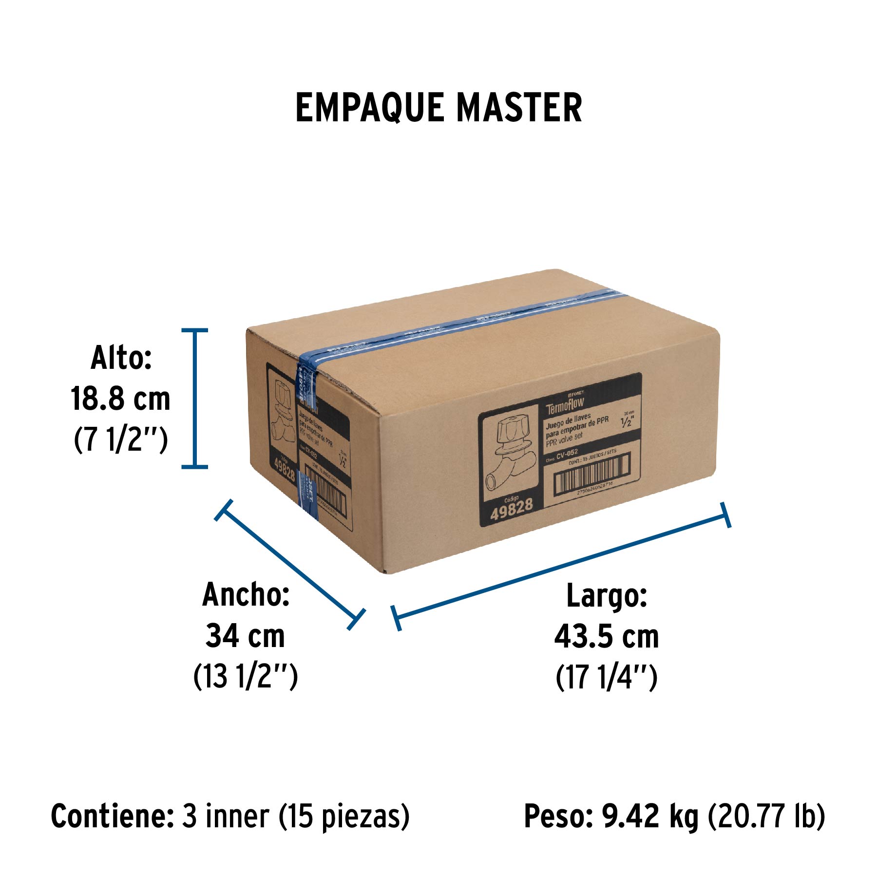 Juego de 2 llaves de empotrar PPR 1/2" con manerales, FOSET - Empaque