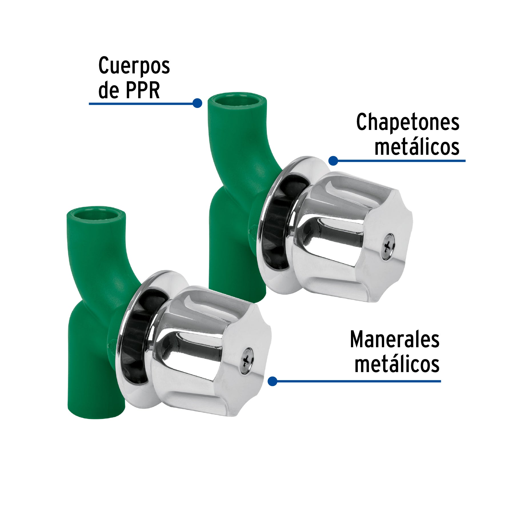 Juego de 2 llaves de empotrar PPR 1/2" con manerales, FOSET