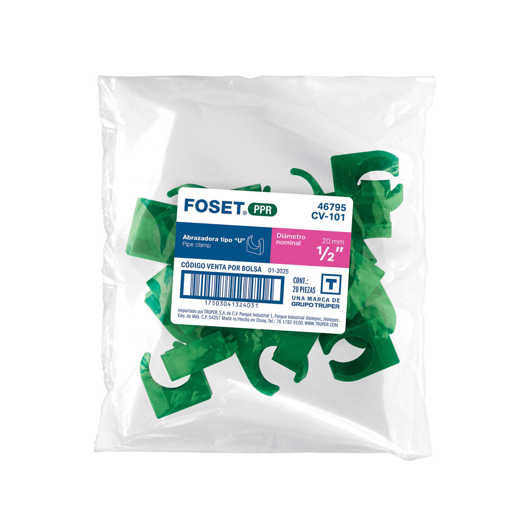 Abrazadera PPR, 1/2", tipo U, FOSET