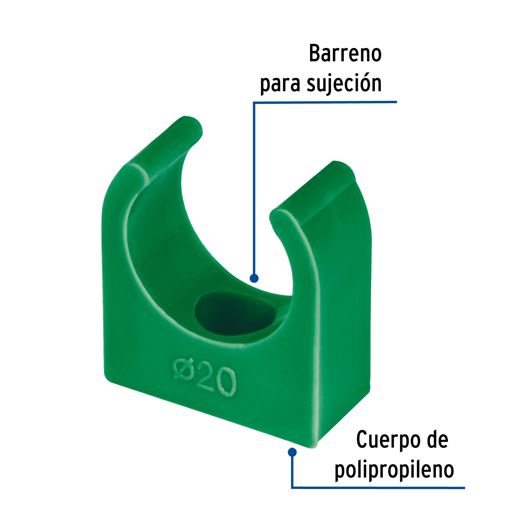 Abrazadera PPR, 1/2", tipo U, FOSET