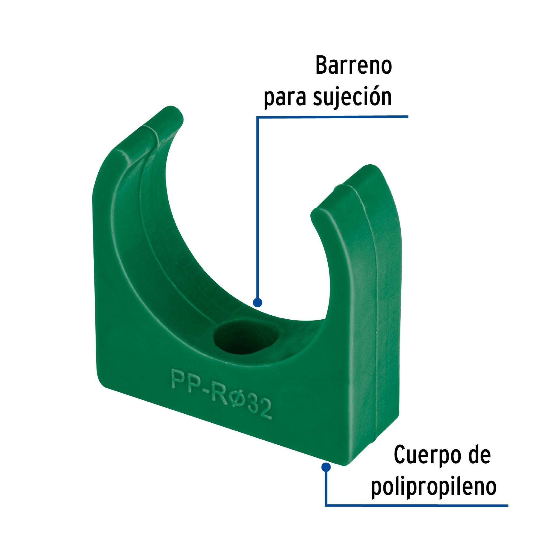 Abrazadera PPR, 1", tipo U, FOSET