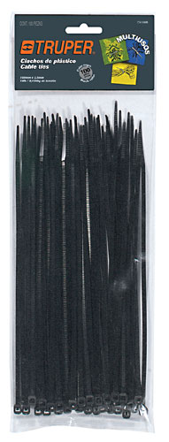 Bolsa con 50 cinchos plásticos 50 lb 300 x 4.6 mm, negro