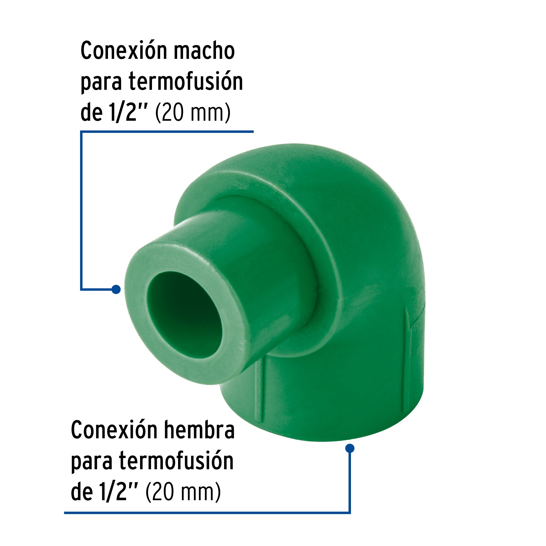 Codo 90° PPR, 1/2", macho-hembra, FOSET