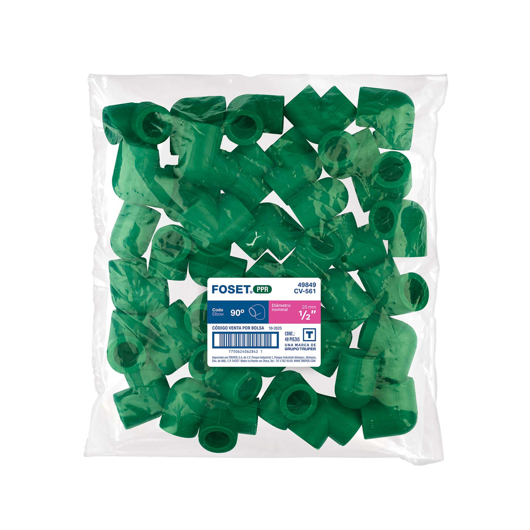 Codo 90° PPR, 1/2", FOSET