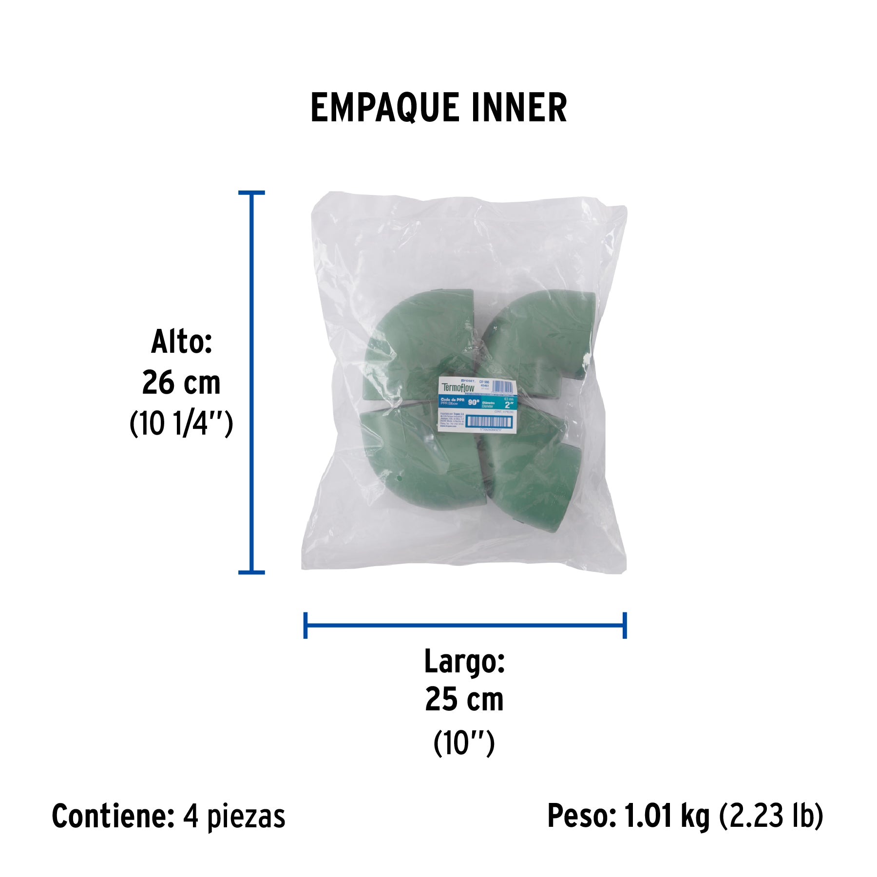 Codo 90° PPR, 2", FOSET - Empaque