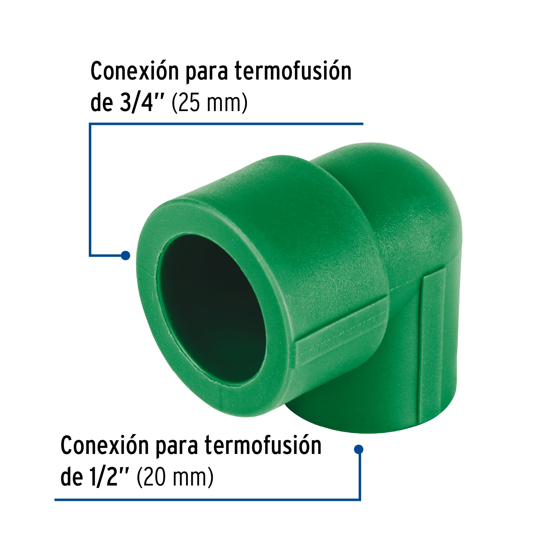 Codo 90° PPR reducido, 3/4" x 1/2", FOSET