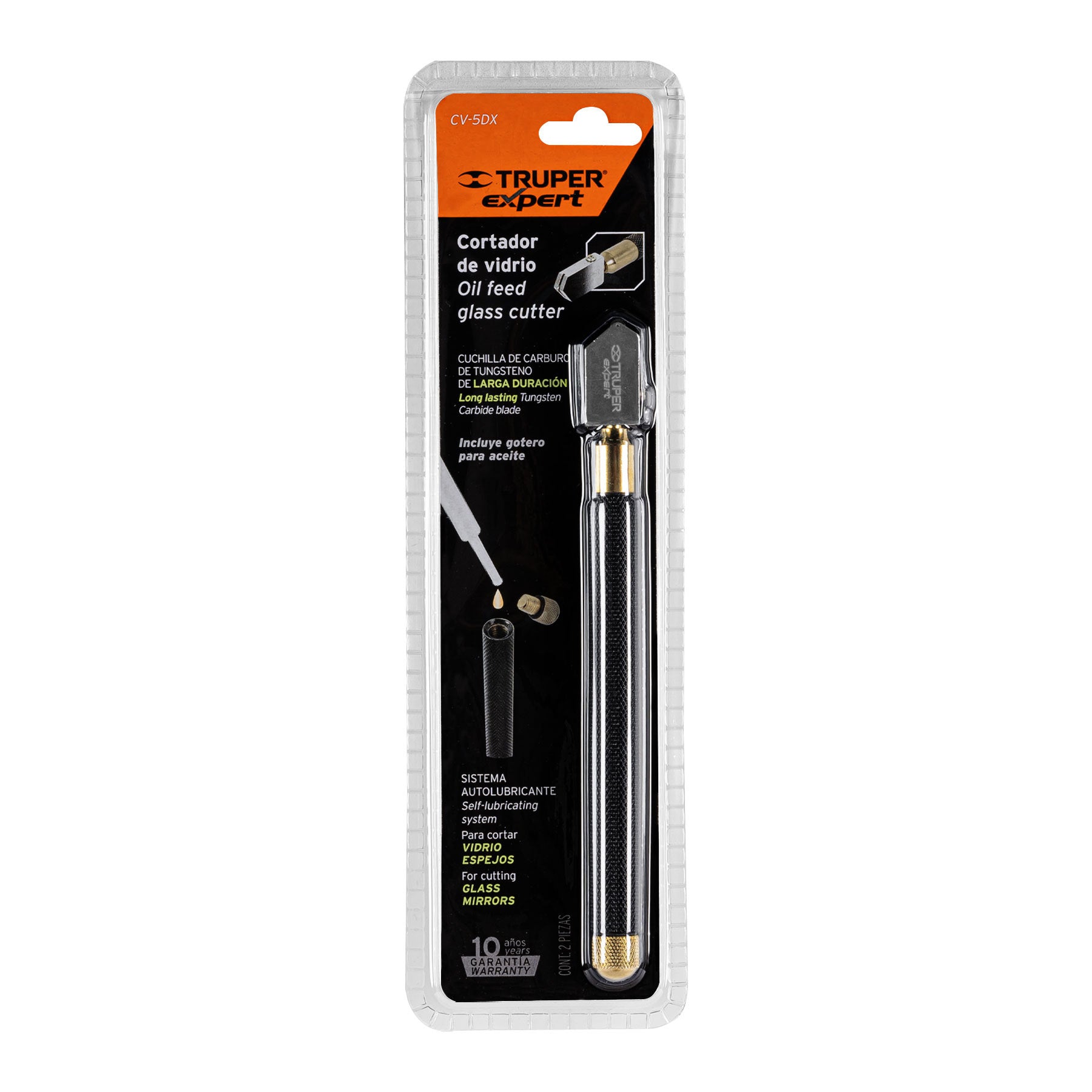 Cortador de vidrio 6" con depósito de aceite, TRUPER EXPERT