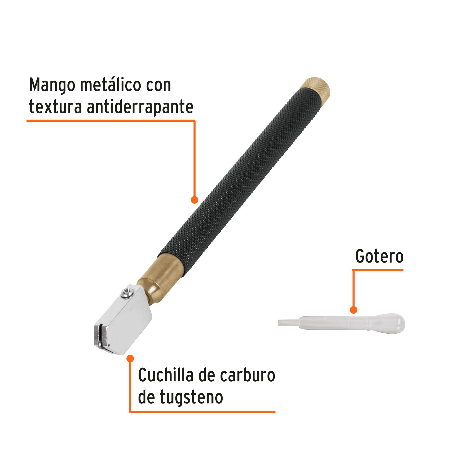 Cortador de vidrio 6" con depósito de aceite, TRUPER EXPERT