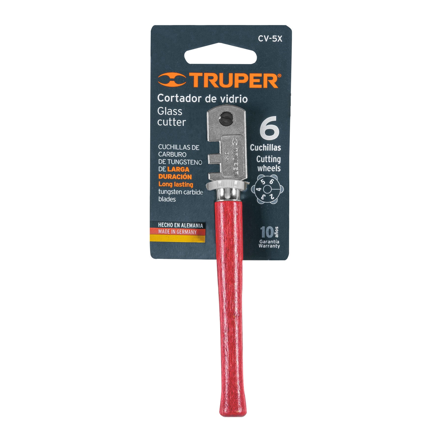 Cortador de vidrio 5" con 6 cuchillas, TRUPER