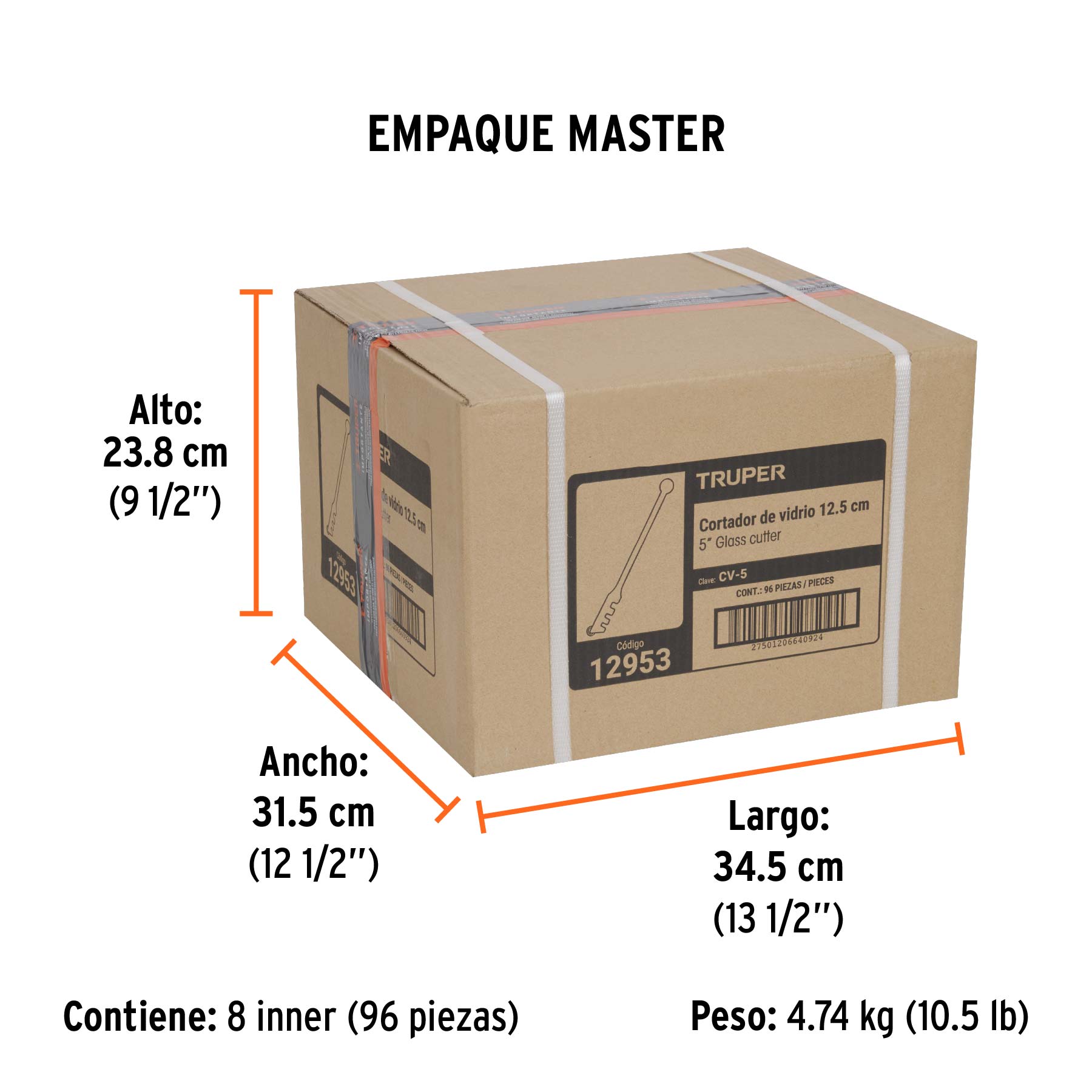 Cortador de vidrio 5", TRUPER - Empaque