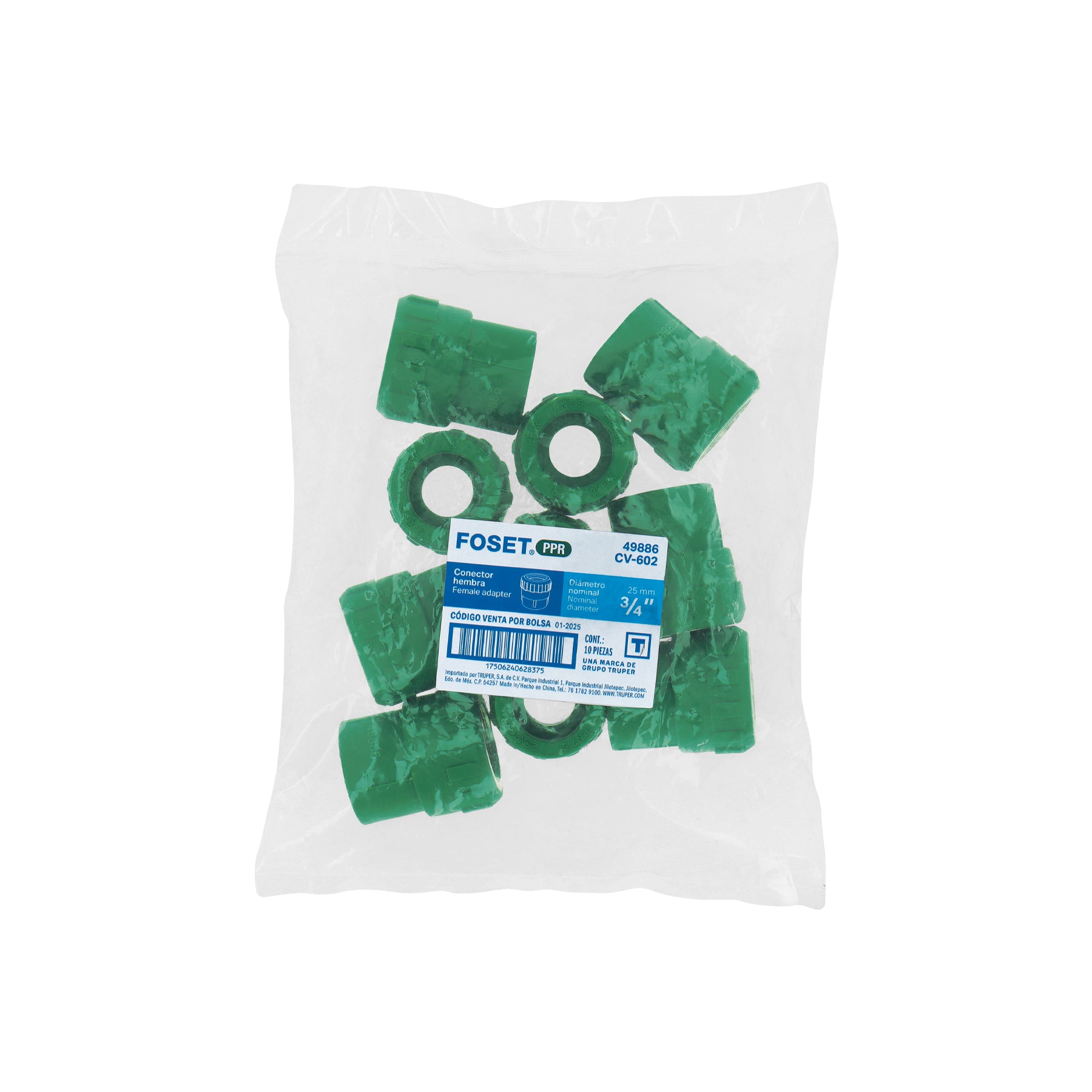 Adaptador PPR 3/4" hembra con inserto metálico, FOSET