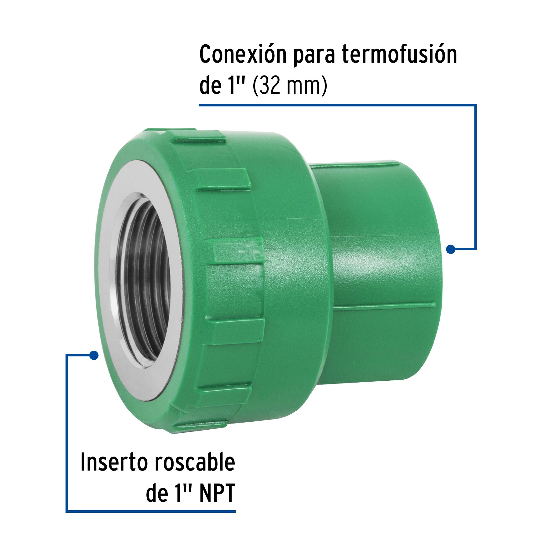 Adaptador PPR 1" hembra con inserto metálico, FOSET