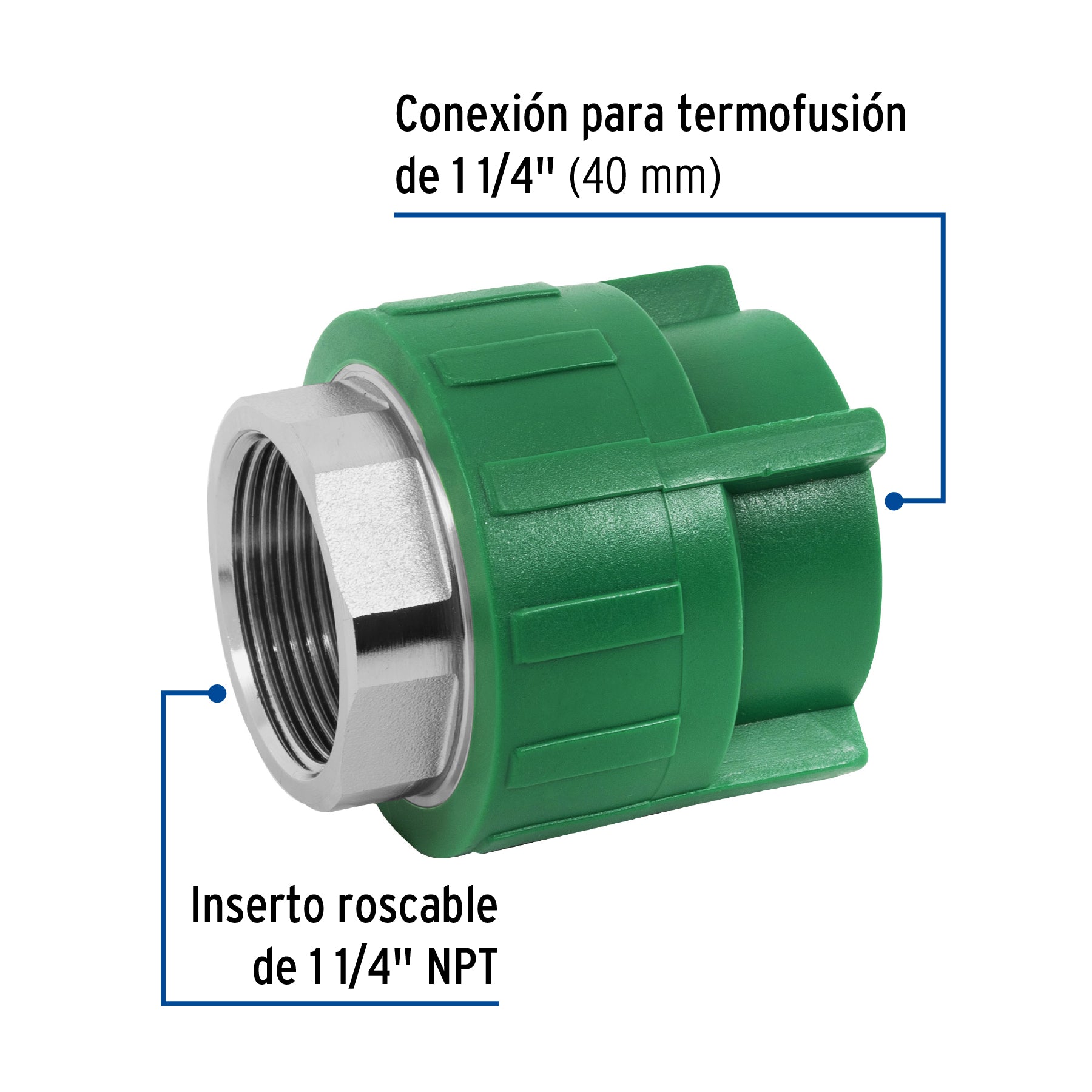 Adaptador PPR 1-1/4" hembra con inserto metálico, FOSET