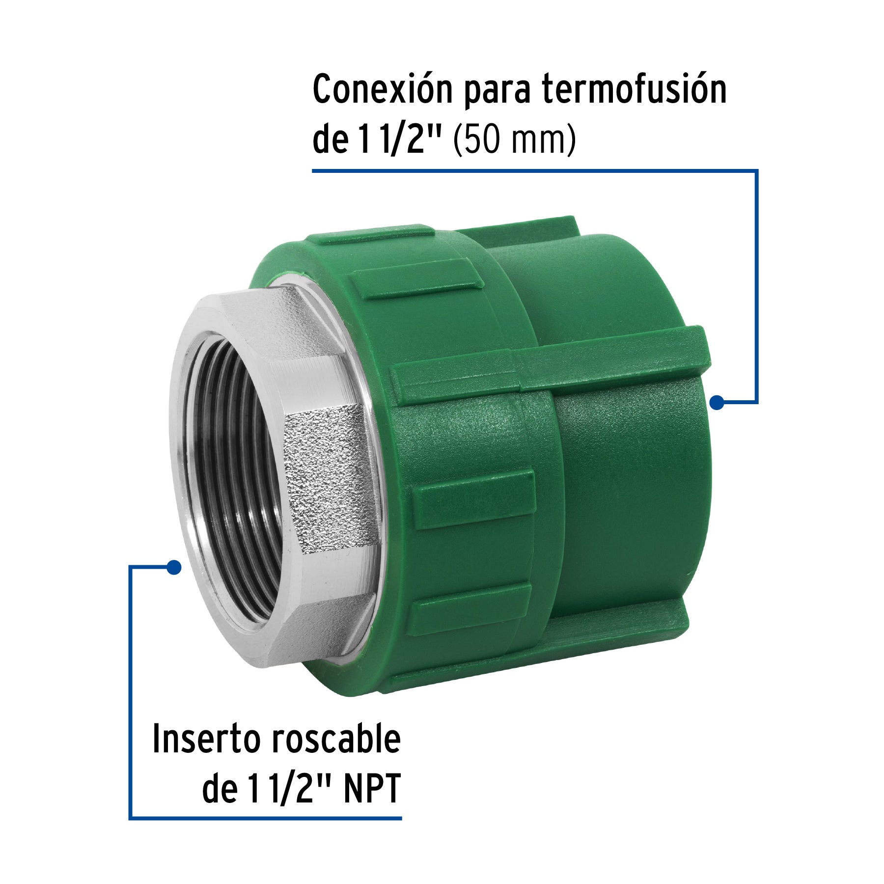Adaptador PPR 1-1/2" hembra con inserto metálico, FOSET